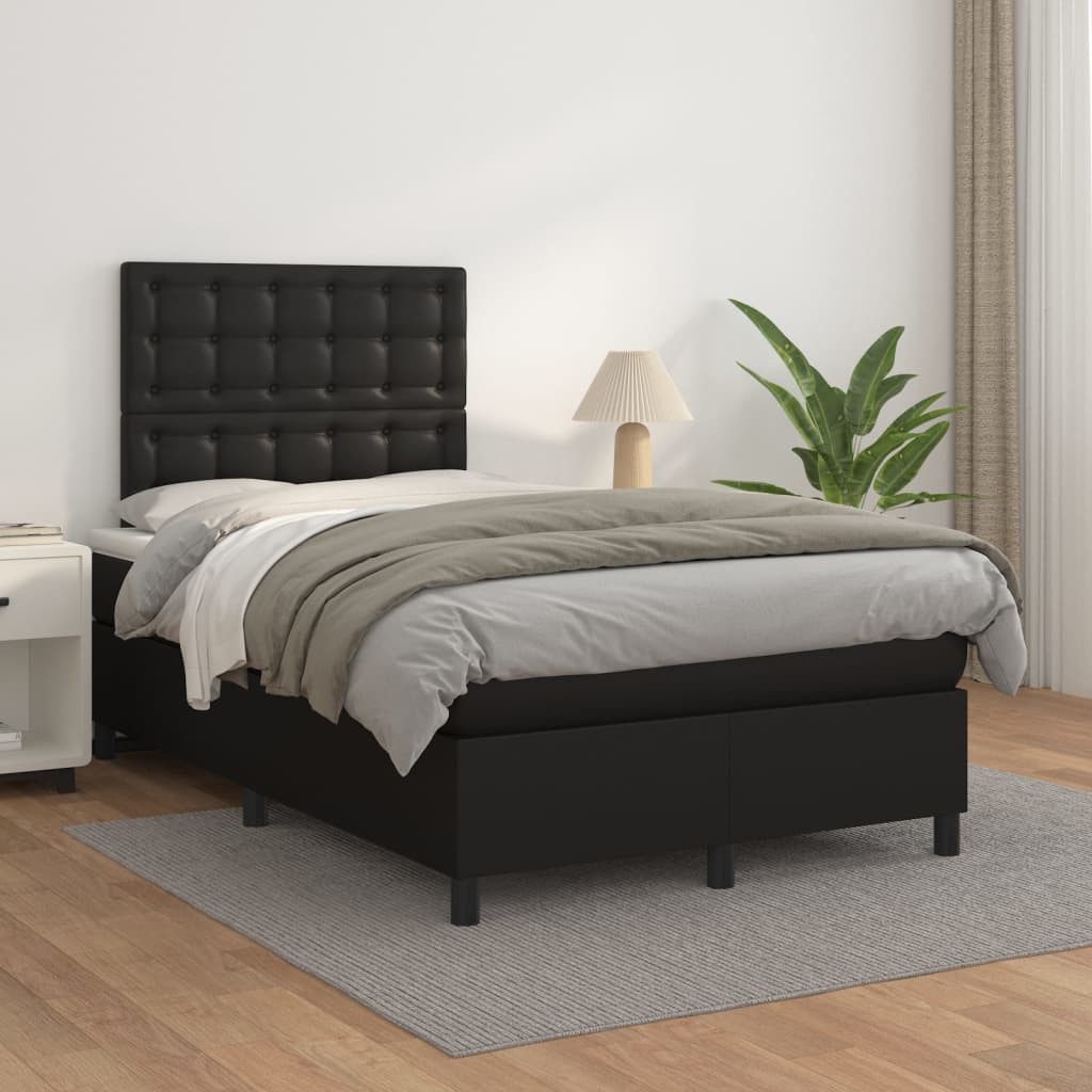 vidaXL Boxspringbett, Boxspringbett mit Matratze Schwarz 120x200 cm Kunstle günstig online kaufen