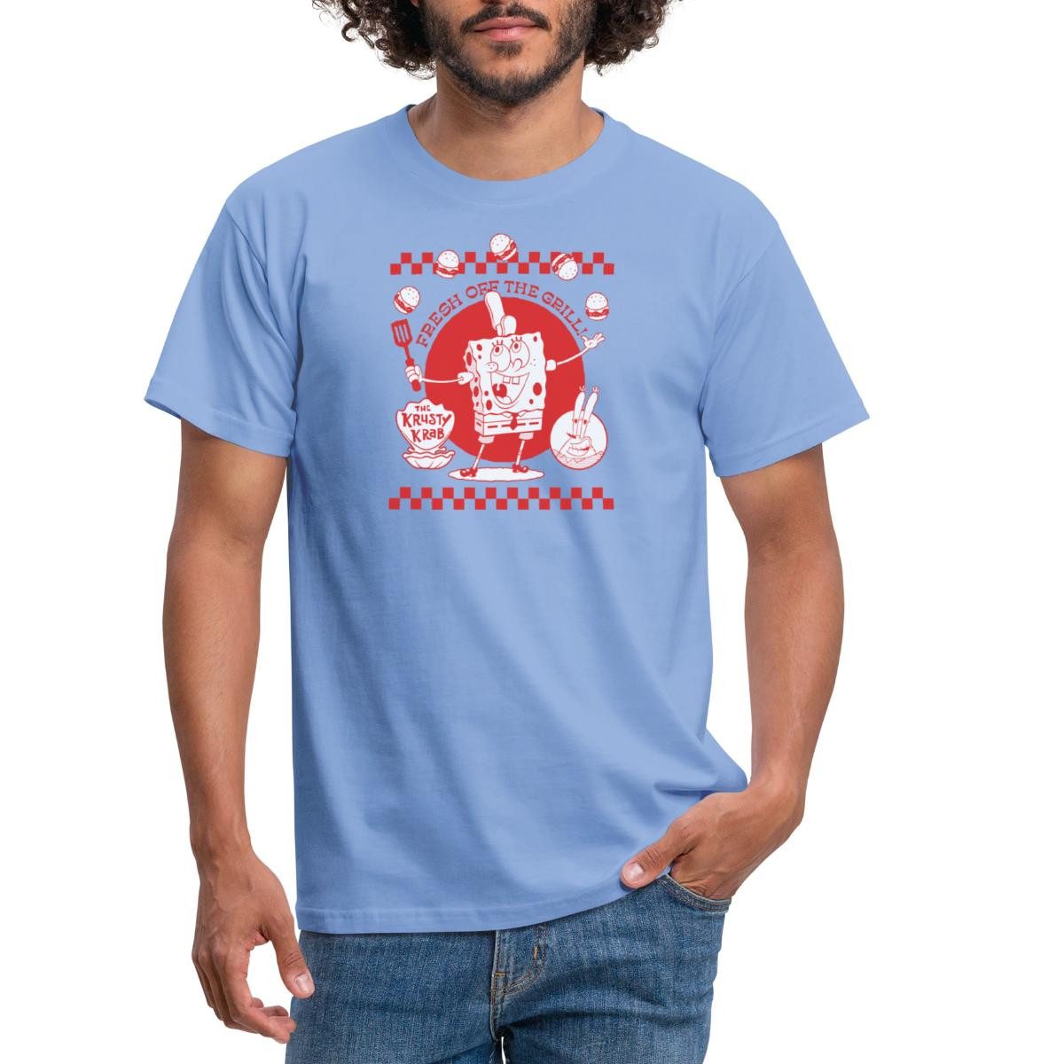 Spreadshirt T-Shirt Spongebob Schwammkopf Fresh Off The Grill Männer T-Shirt (1-tlg)
