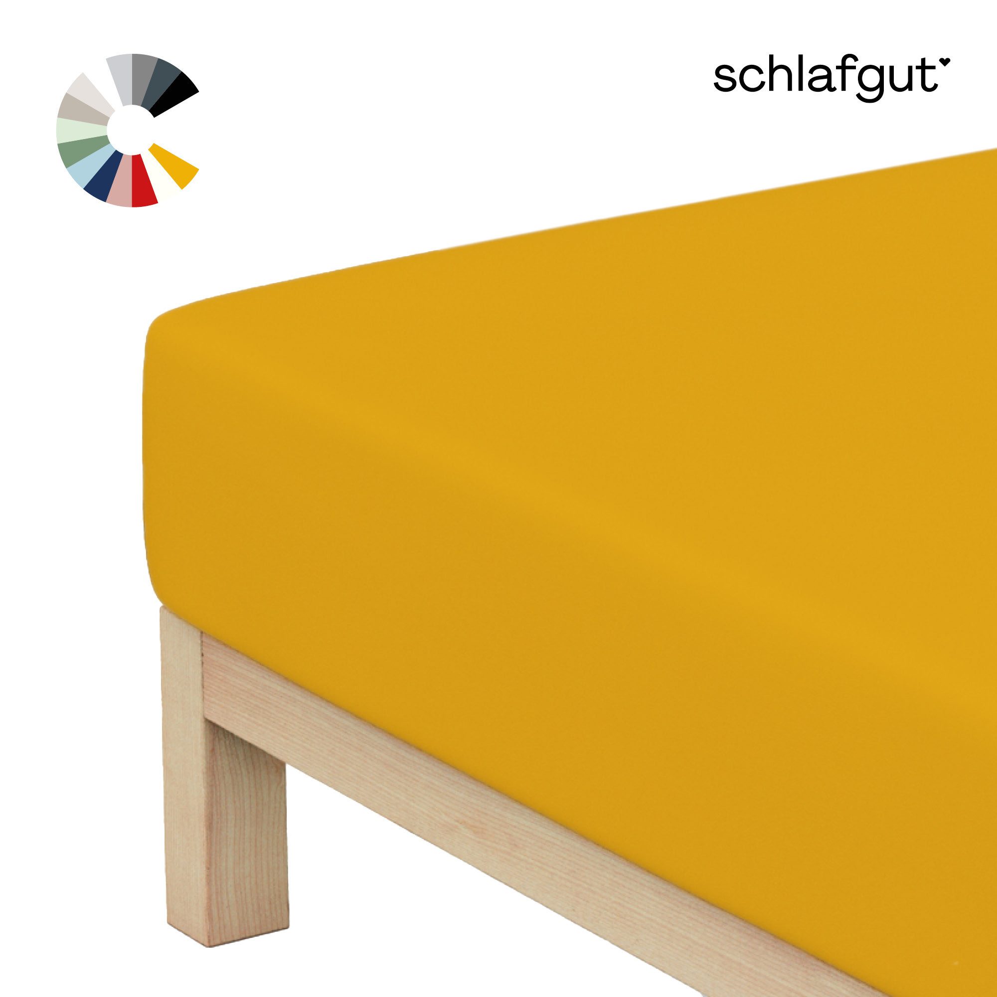 Schlafgut Spannbettlaken Basic Cotton Bettlaken, 160 g/m², 100% Baumwolle, Spannbetttuch, Jersey, Gummizug: rundum, (1 Stück), Spannbettlaken bis 20 cm Matratzenhöhe, bügelfrei und pflegeleicht