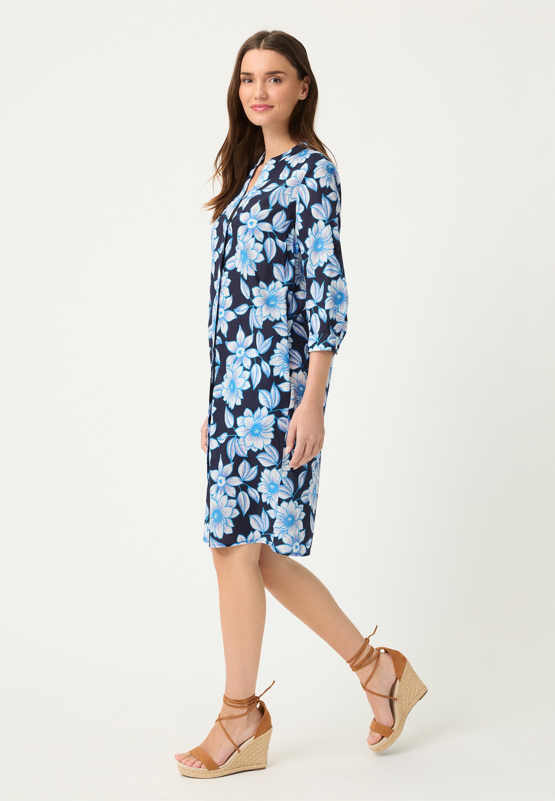 Olsen Midikleid Kleid mit Allover-Dessin