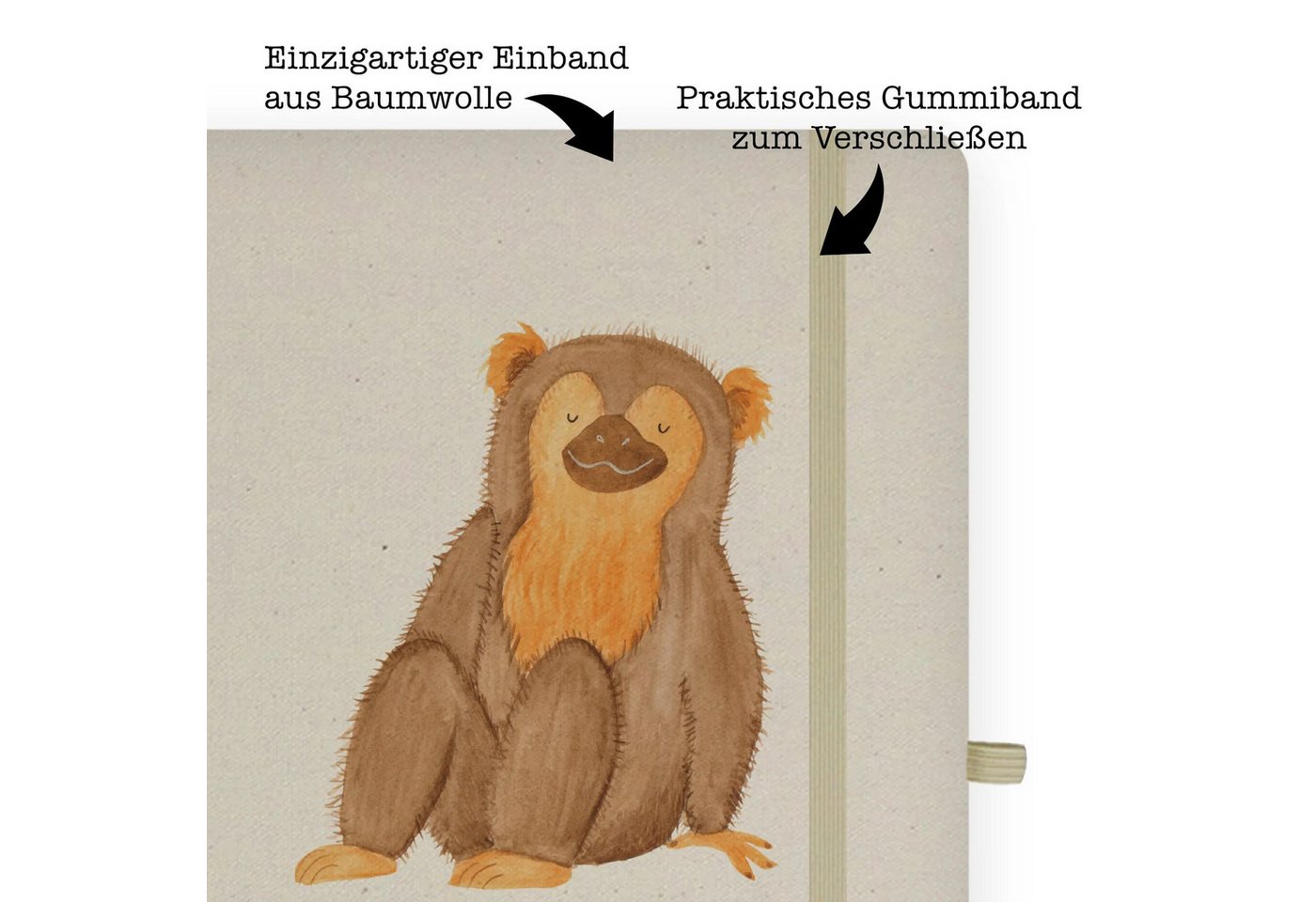 Thumbnail - Mr. & Mrs. Panda Notizbuch Affe - Transparent - Geschenk, Afrika, DIN A4 Planer, DIN A4 Tagebuch Mr. & Mrs. Panda, Bezau...