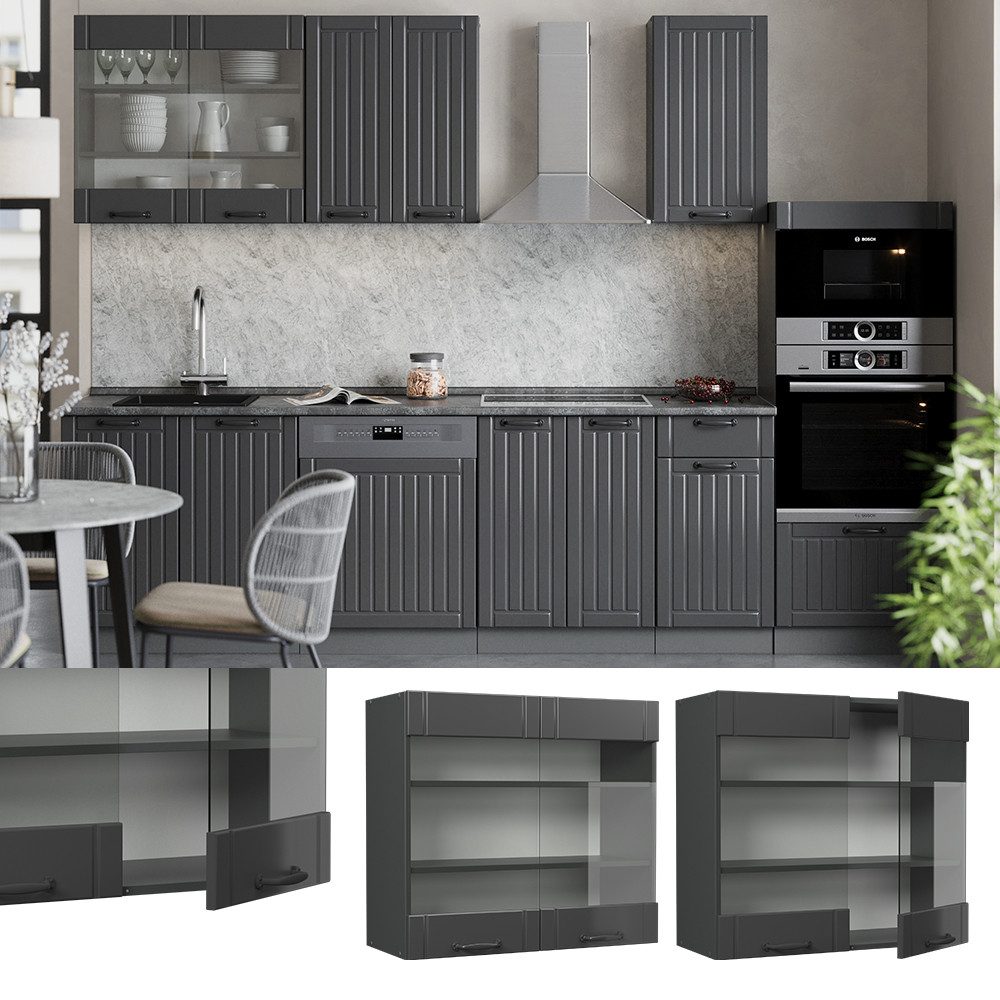 Vicco Glashängeschrank Fame-Line, Dunkelgrau/Anthrazit, 80 cm günstig online kaufen