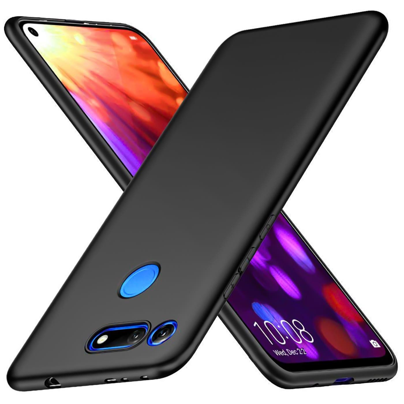 CoolGadget Handyhülle Handy Schutzhülle für Honor View 20 matt schwarz 6,4 Zoll, Silikon TPU Hülle Schutz Tasche Cover schlicht Slim Case
