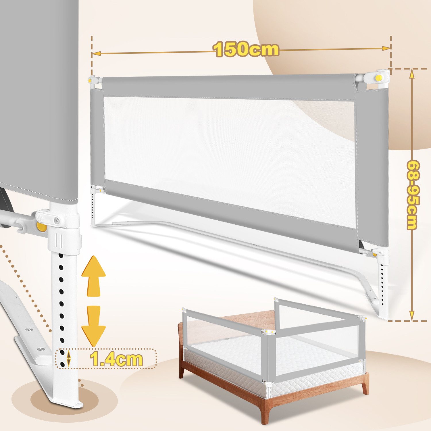 Clanmacy Bettschutzgitter Bettgitter Kinderbettgitter Bettschutzgitter Kind günstig online kaufen