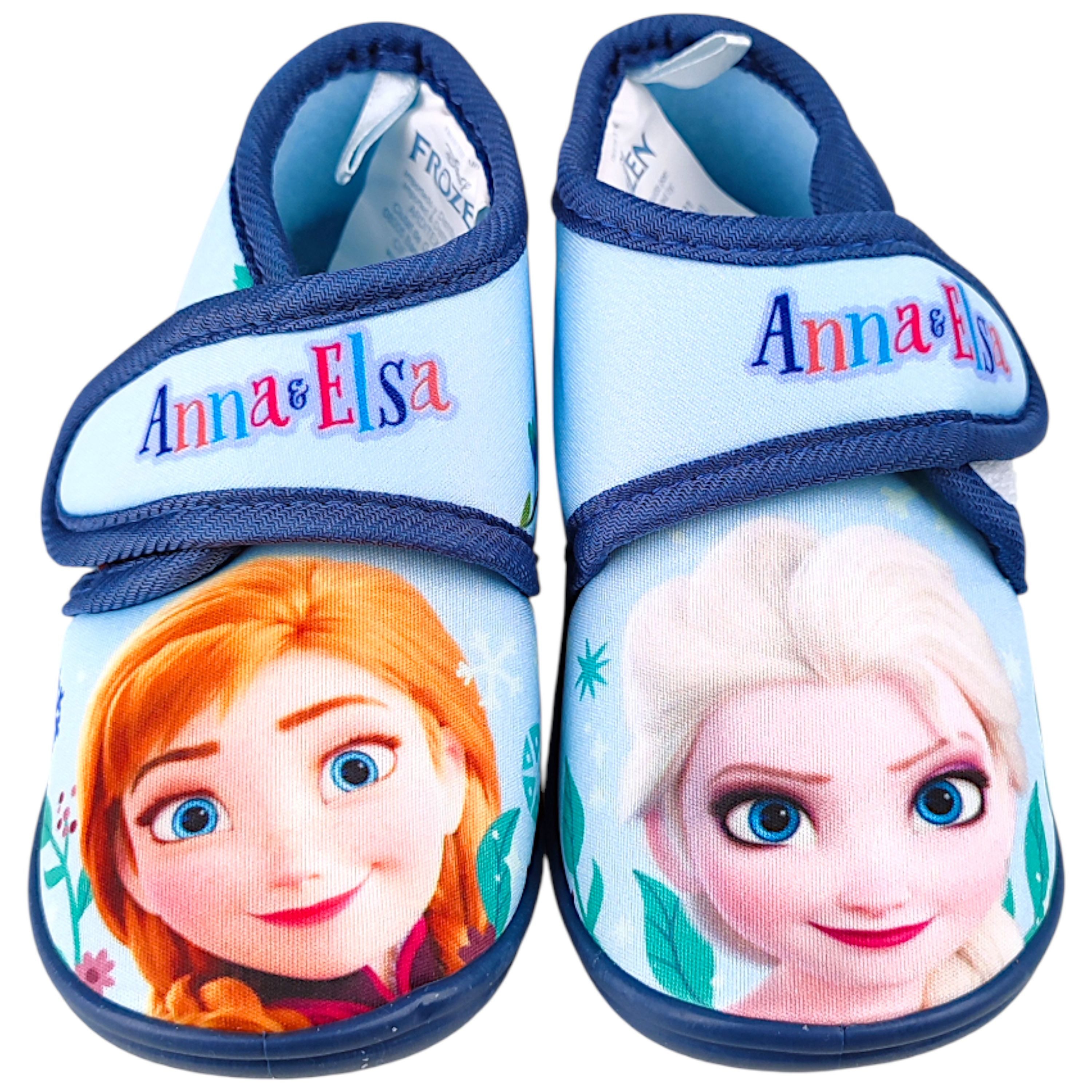 Disney Frozen Elsa & Anna Hausschuh Mädchen Pantoffeln mit Klettverschluss Gr. 22-27