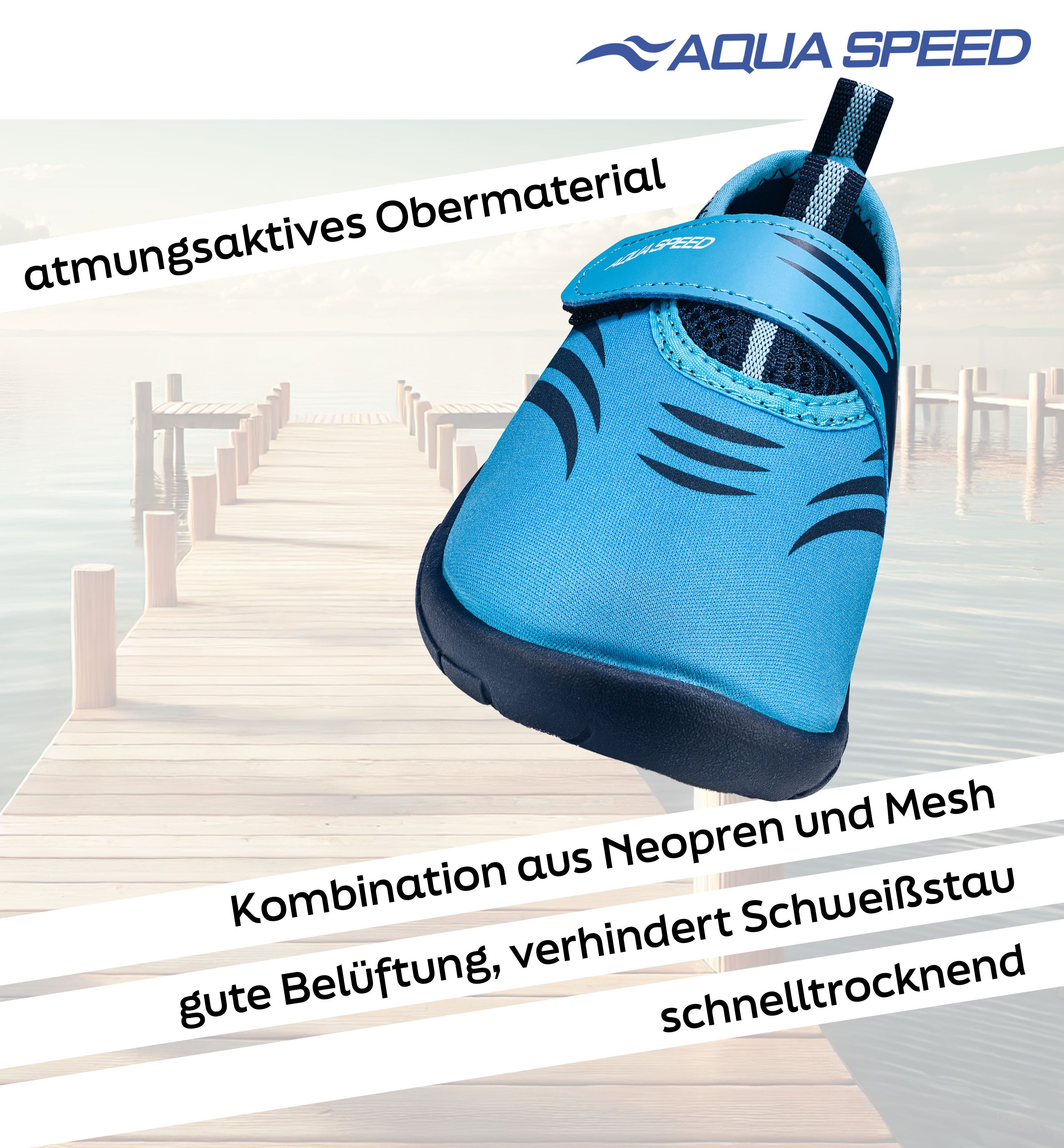 Aqua Speed Barfuß tragbare Schwimmschuhe Kinder Gr. 23 – leicht & flexibel Wasserschuh (Einfach & clever – Aquaschuhe für jeden Tag) Sportliches Design – Dezent & funktional für jeden Tag