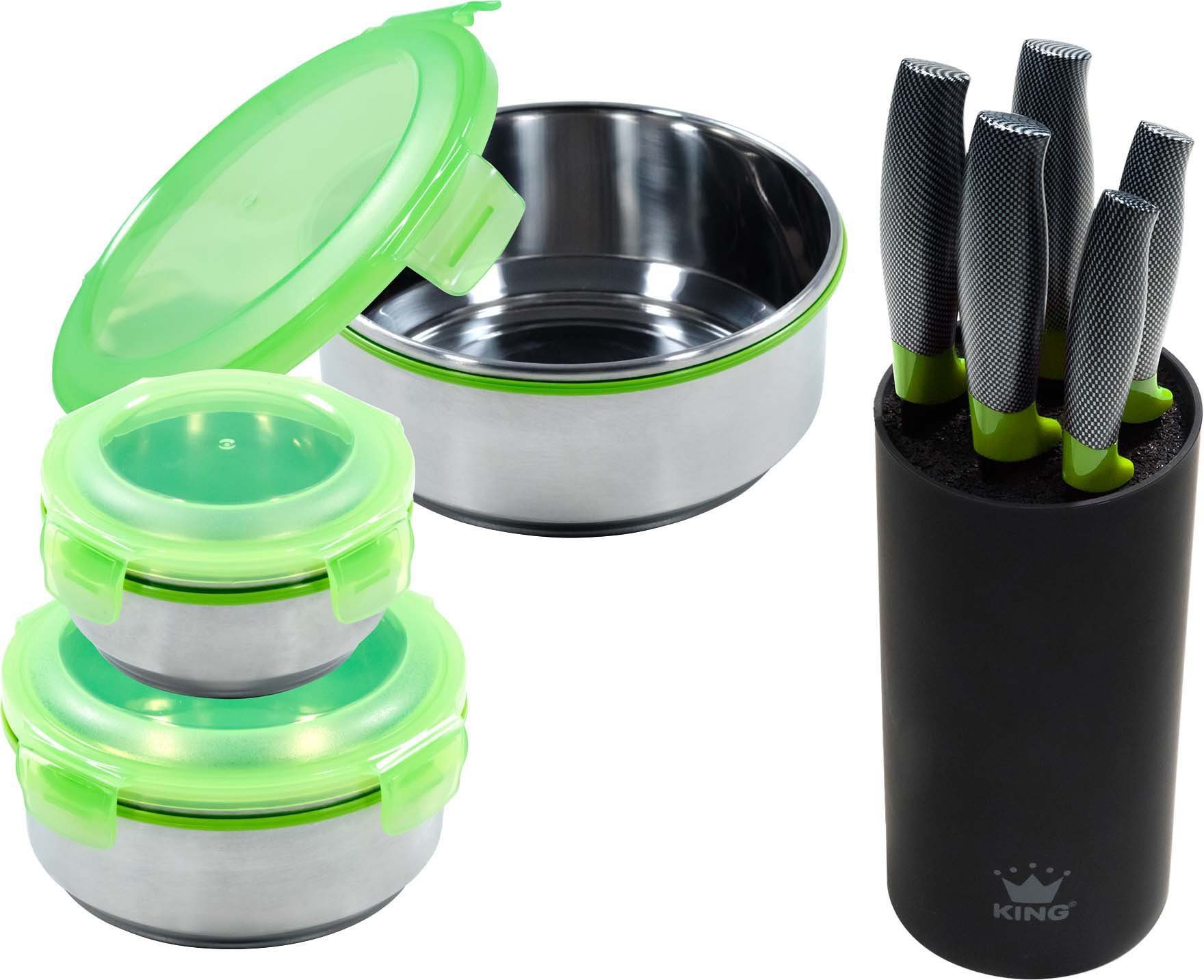 Image of KING Messerblock »Carbon Optic« (9tlg), inkl. 3-teiligem Dosen-Set