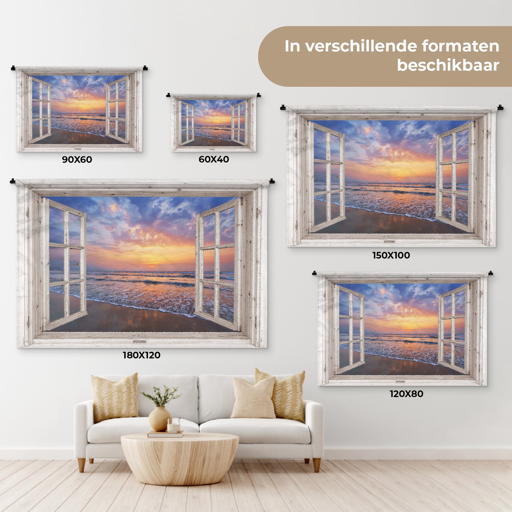 Meer Kleid, Aussicht - Kinderzimmer - Schlafzimmer, für Strand Wanddekoobjekt Wanddeko MuchoWow - - Blau, Sonnenuntergang Wandbehang, Wohnzimmer,