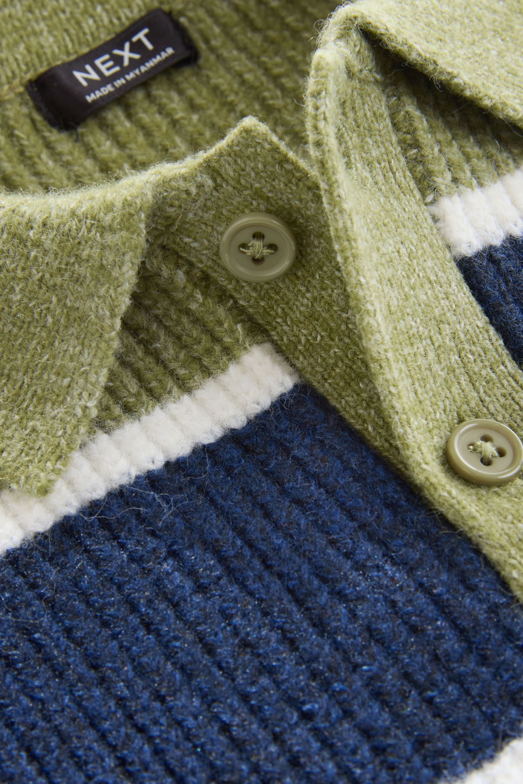 Next Polokragenpullover Gestricktes Rugby-Poloshirt mit Streifen (1-tlg)