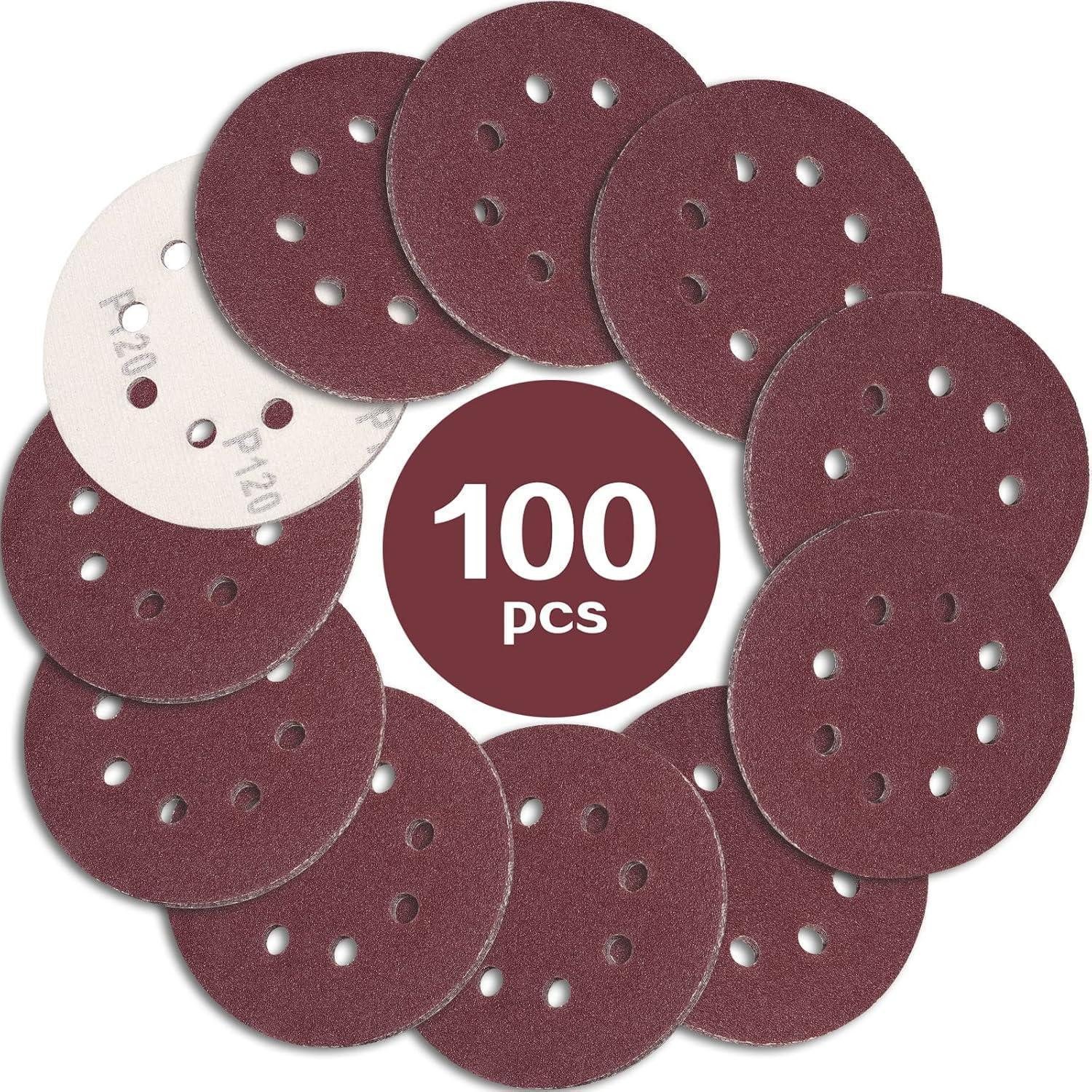 LuxusKollektion Schleifscheibe Schleifscheiben 125 mm Klett Rund 8 Loch 100 Stück 120 Körnung
