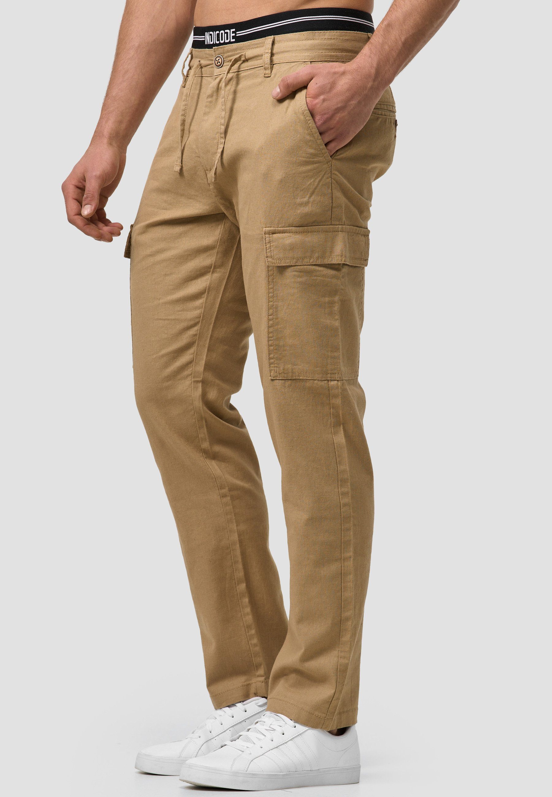 Indicode Leinenhose Herren Leonardo Sommerhose Leinen Herrenhose mit aufgesetzten Taschen