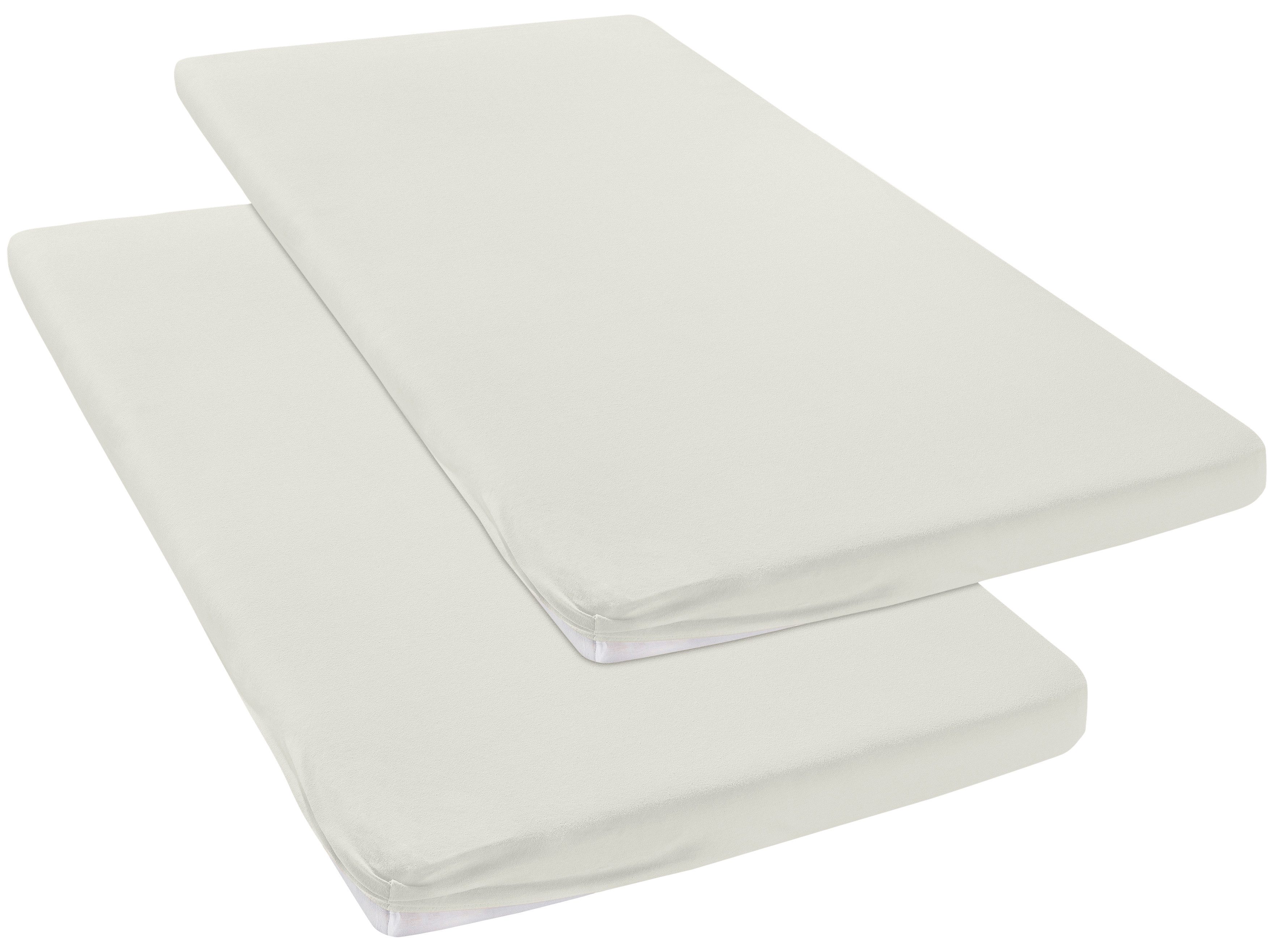 OTTO home Spannbettlaken Topper Basic, in Gr. 90x200, 140x200 oder 180x200 cm, Baumwoll-Jersey, Gummizug: rundum, (2 Stück), Baumwolle, Matratzen bis 8 cm Höhe, Bettlaken, Spannbetttuch, Laken