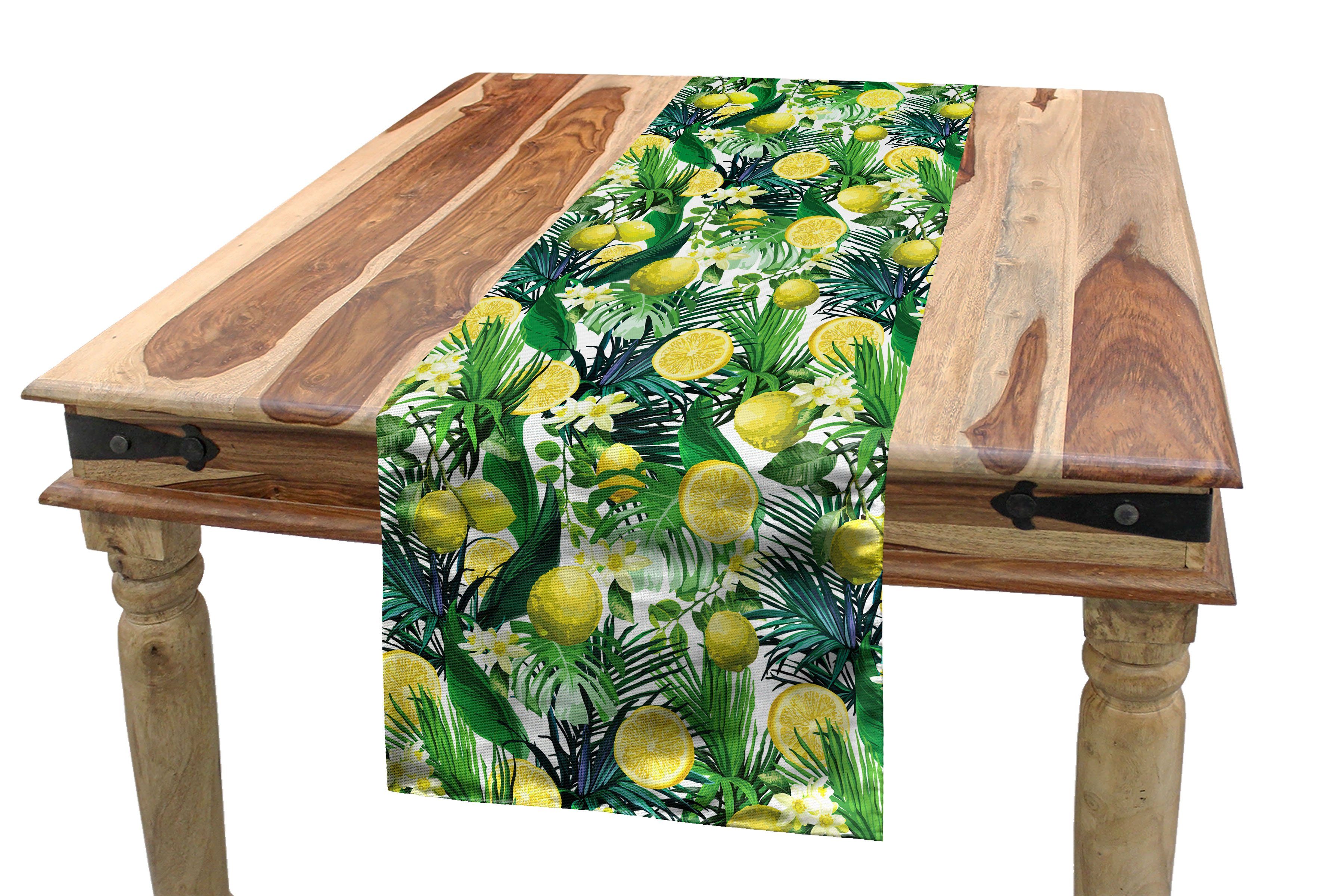 Tischläufer Esszimmer Dekorativer Exotische Green Leaf Rechteckiger Dschungel Tischläufer, Abakuhaus Pflanzen Küche