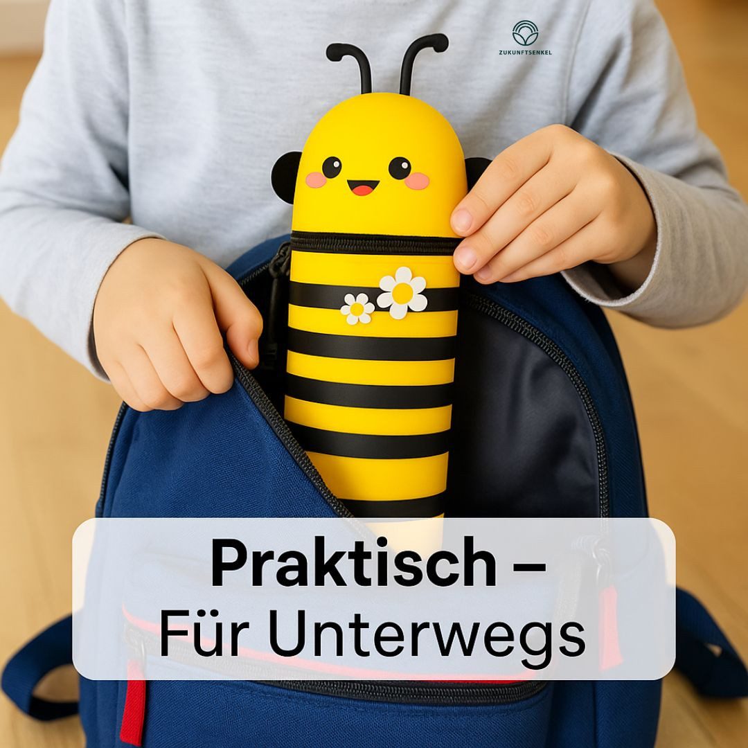 ZUKUNFTSENKEL Federmäppchen Etui Silikon Kinder Mäppchen, (Stiftebox für Schule Büro & Kindergarten, (Pinguin, Panda, Dino, Bär, Katze, Biene), Ausziehbares Federmäppchen mit Tier Design