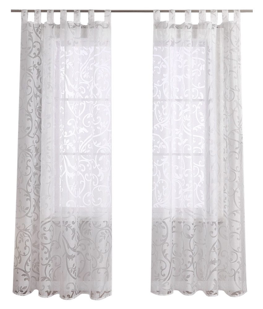 Joyswahl Gardine Jessica (1 St), Schlaufen, Voile Ausbrenner mit Ranken günstig online kaufen