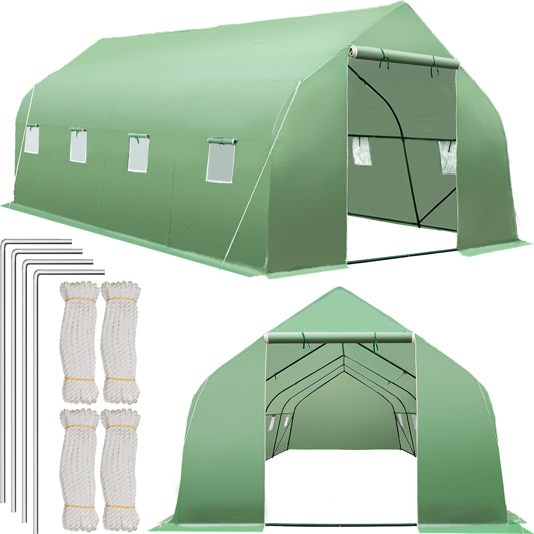 tectake Pflanztunnel Foliengewächshaus in Zeltform mit 8 Fenstern