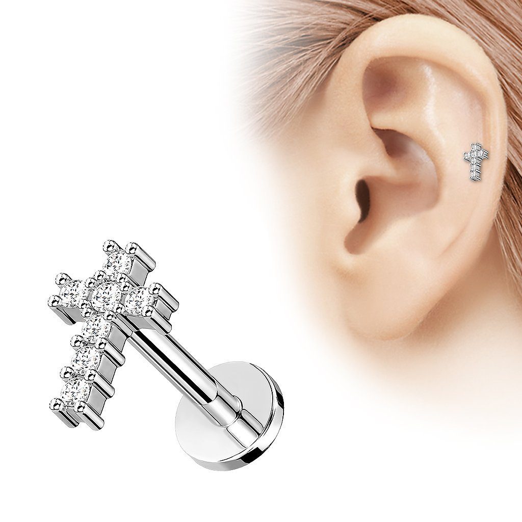 Taffstyle Piercing-Set Tragus Ohr Knorpel Helix Piercing Kristall Kreuz, St günstig online kaufen