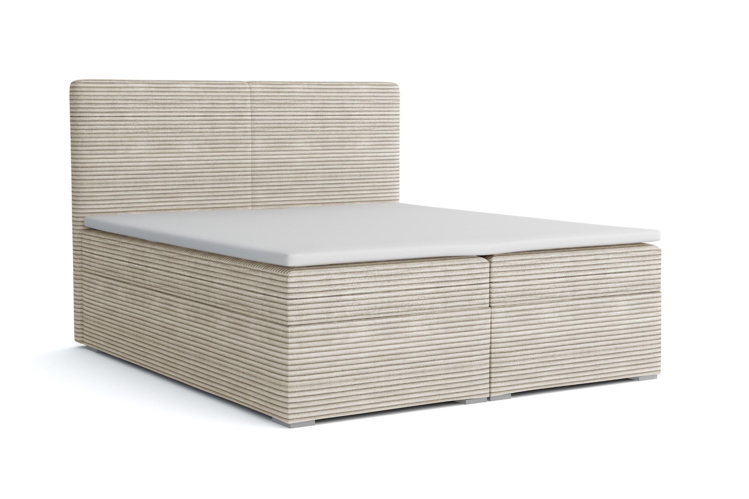 Deine Möbel 24 Boxspringbett LOFT III Boxspring Komplettbett Polsterbett Bonellfederkernmatratzen (Schwarz Graphit, 3-St., Boxbett Cord Cord-Samt 120x200 140x200 160x200 180x200 200x200), inkl. Bettkasten Topper Matratzen H3 H4 Beige Creme Grau