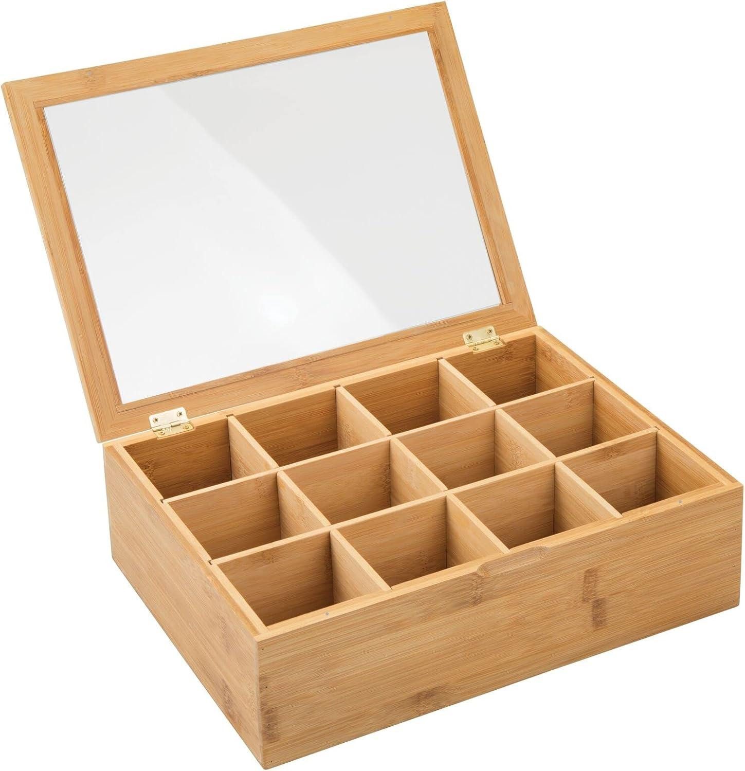mDesign Aufbewahrungssystem mDesign Teekiste Teebox Teedose Aufbewahrung Organizer Deckel 12 Fäc
