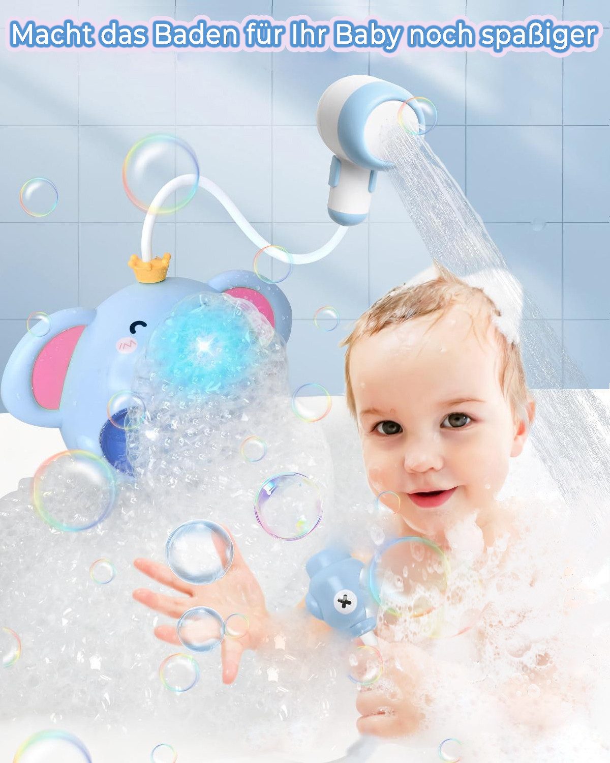 Xruiy Badespielzeug Elefanten-Seifenblasenmaschine mit LED & Musik, für Bab günstig online kaufen
