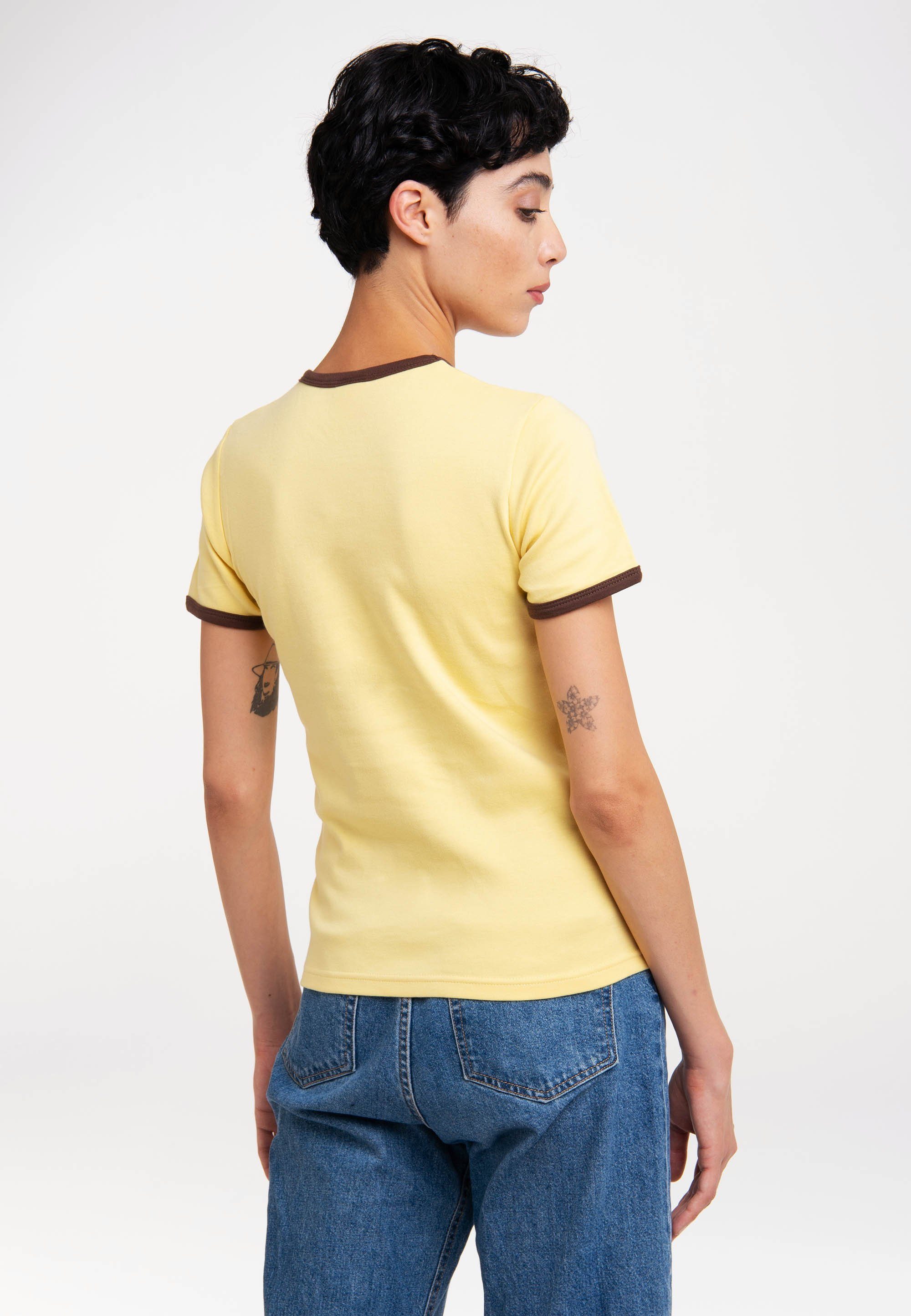 LOGOSHIRT T-Shirt Die Sendung mit gelb-braun der Die mit lizenziertem Print - Maus Maus