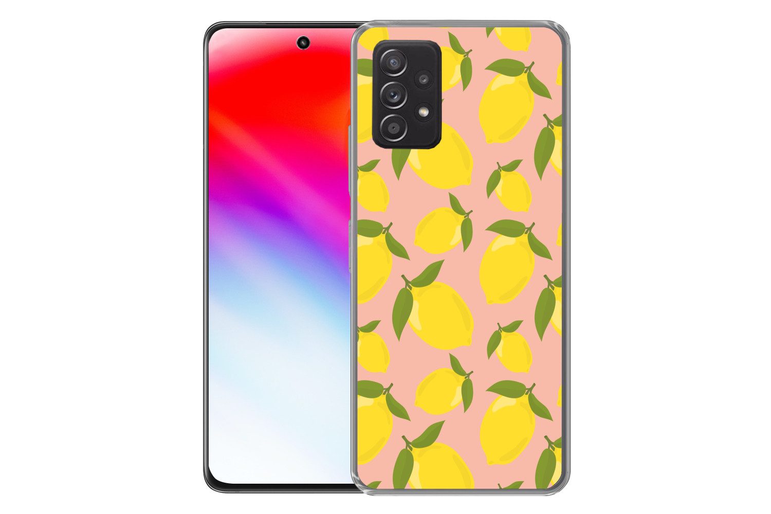 MuchoWow Handyhülle für Samsung Galaxy A53 5G Zitronen - Gelb - Rosa - Muster - Obst, Phone Case, Silikon, Schutzhülle Dünn