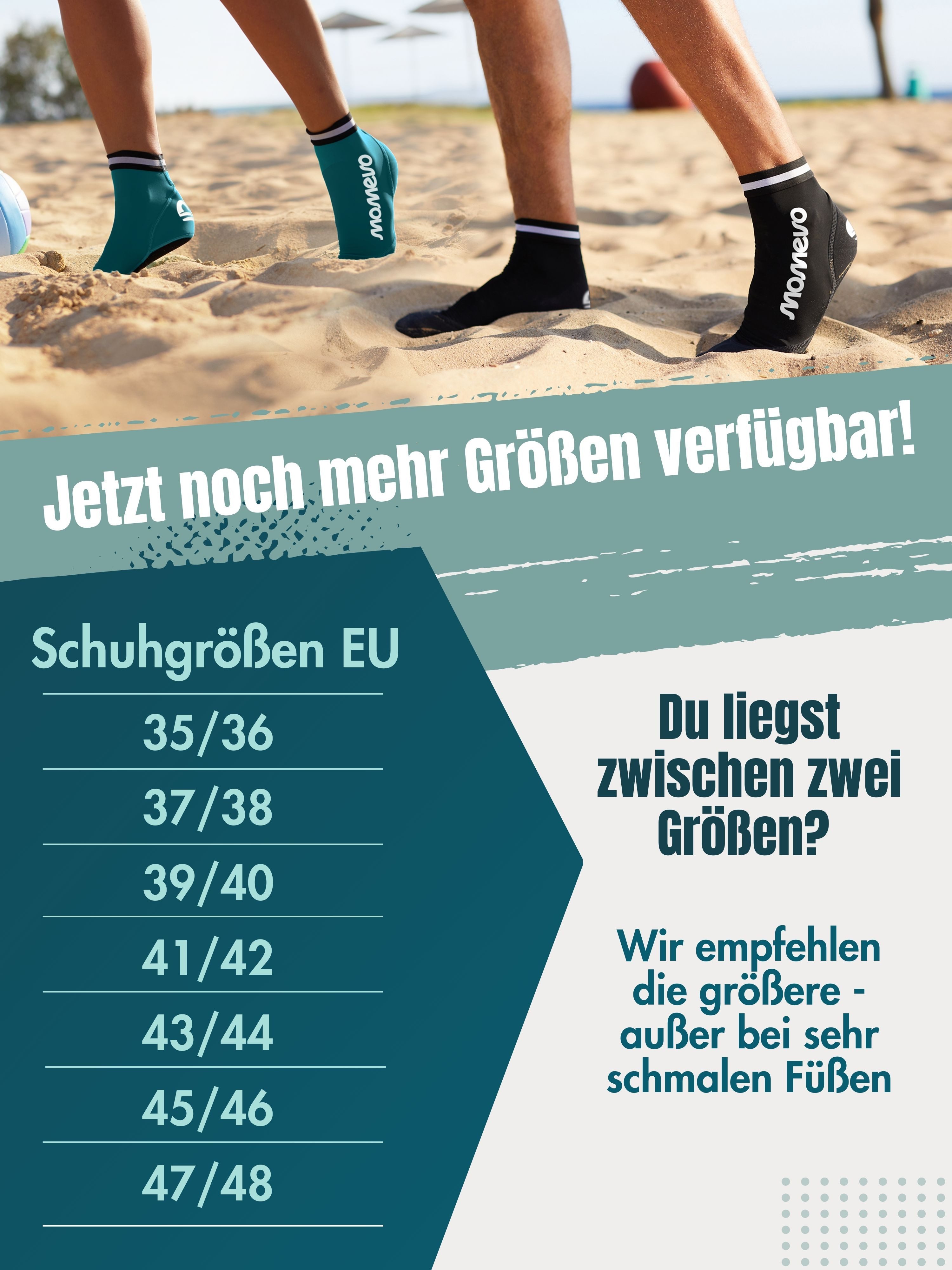 Momevo Neoprensocken Beachvolleyball Socken aus Neopren Schützende Beachsocken Herren Damen weich, leicht, robust