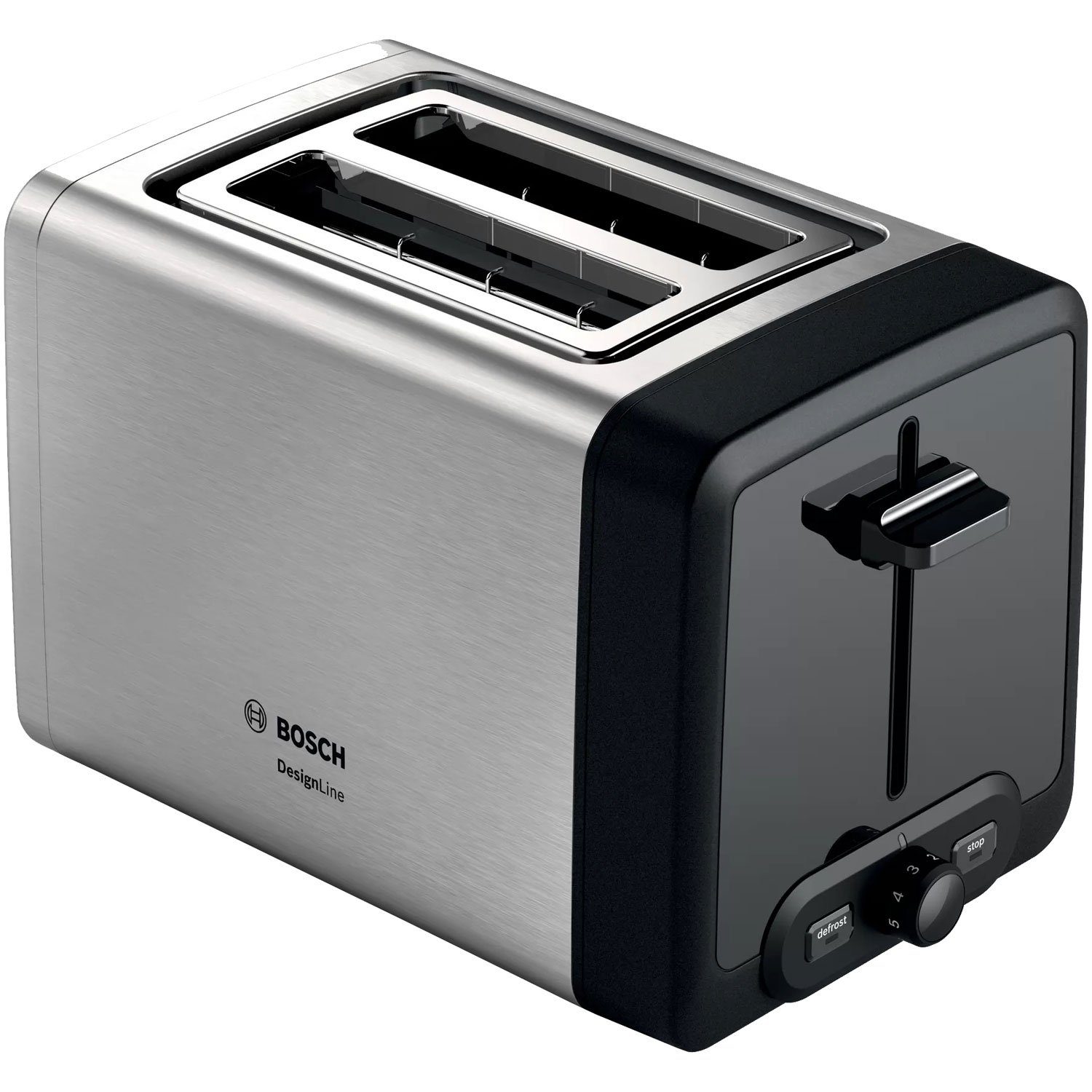 BOSCH Toaster TAT4P420DE DesignLine, 2 kurze Schlitze, 820 W, Kraftvolle  970 Watt, variable Bräunungskontrolle