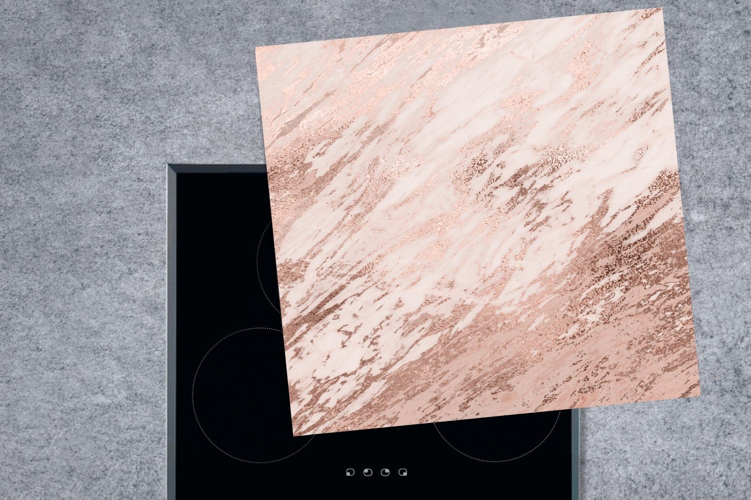 cm, - küche Muster Vinyl, tlg), 78x78 MuchoWow für - Rosa - Gold, Arbeitsplatte Ceranfeldabdeckung, (1 Herdblende-/Abdeckplatte Marmor