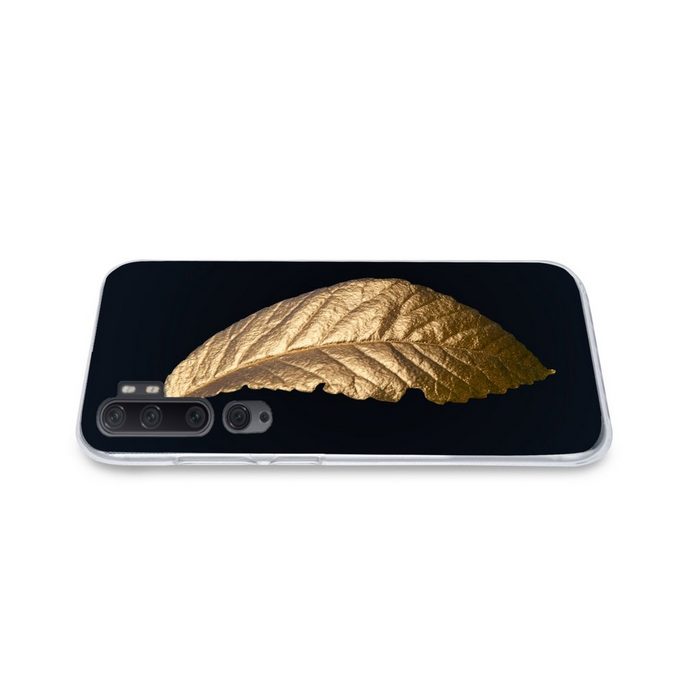 MuchoWow Handyhülle Blätter - Luxus - Gold - Schwarz - Natur Phone Case Handyhülle Xiaomi Mi Note 10 Silikon Schutzhülle