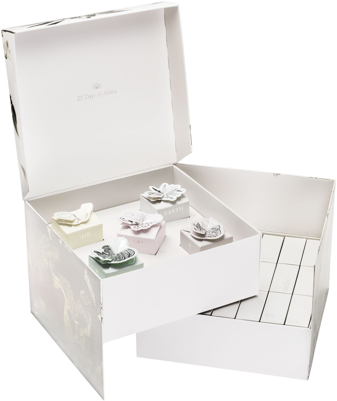 Purelei Schmuck-Adventskalender Weihnachtskalender 2024 mit 25 Türchen (Set, 33-tlg), mit Zirkonia (synth), mit Muschelperlen