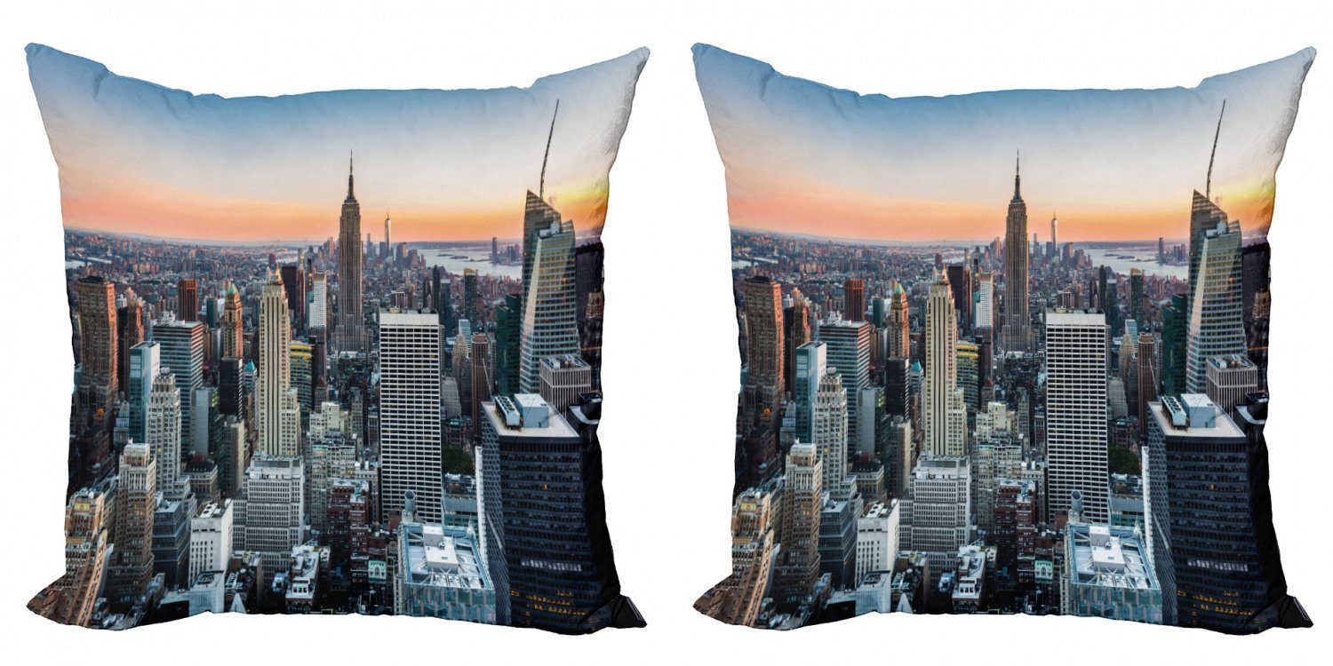 Digitaldruck, Modern Kissenbezüge Stück), Doppelseitiger Accent Skyline Abenddämmerung Abakuhaus Manhattan NYC York New (2