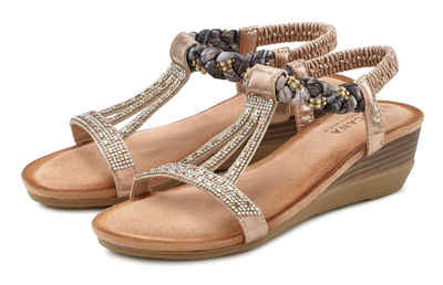 LASCANA Sandale Sandalette mit Schmucksteinen und elastischen Riemen