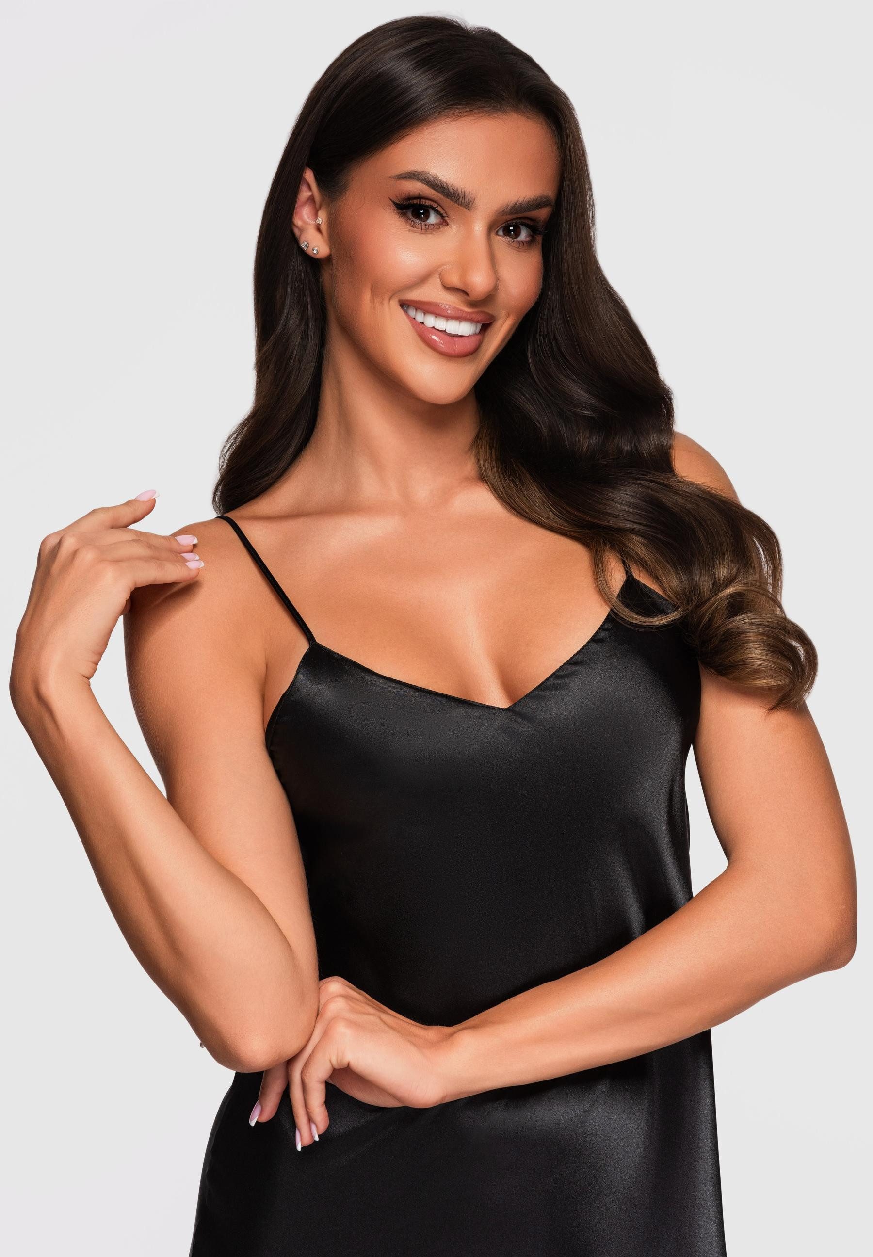 OMBRE Nachthemd Elegantes Satinkleid mit Spaghettiträgern günstig online kaufen