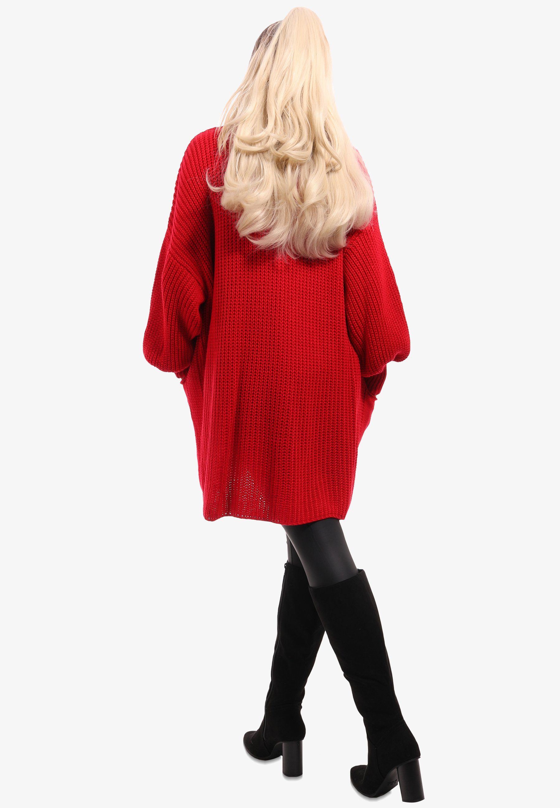 YC Fashion Taschen Unifarbe, Size mit Cardigan Strick-Cardigan mit rot One Style aufgesetzten in Taschen &