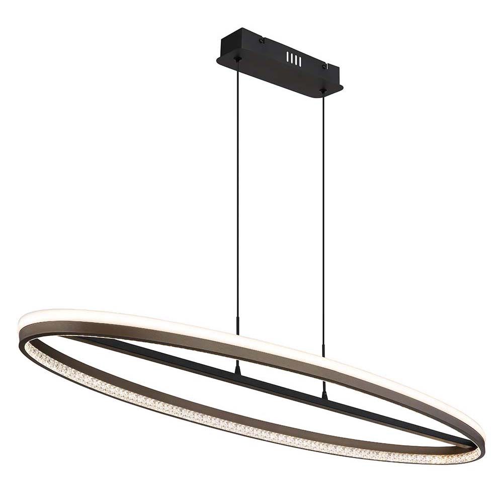 GLOBO LIGHTING LED Pendelleuchte, LED-Leuchtmittel fest verbaut, Warmweiß, Neutralweiß, Tageslichtweiß, Hängelampe Pendellampe Esstischleuchte oval grau Kristalle klar CCT