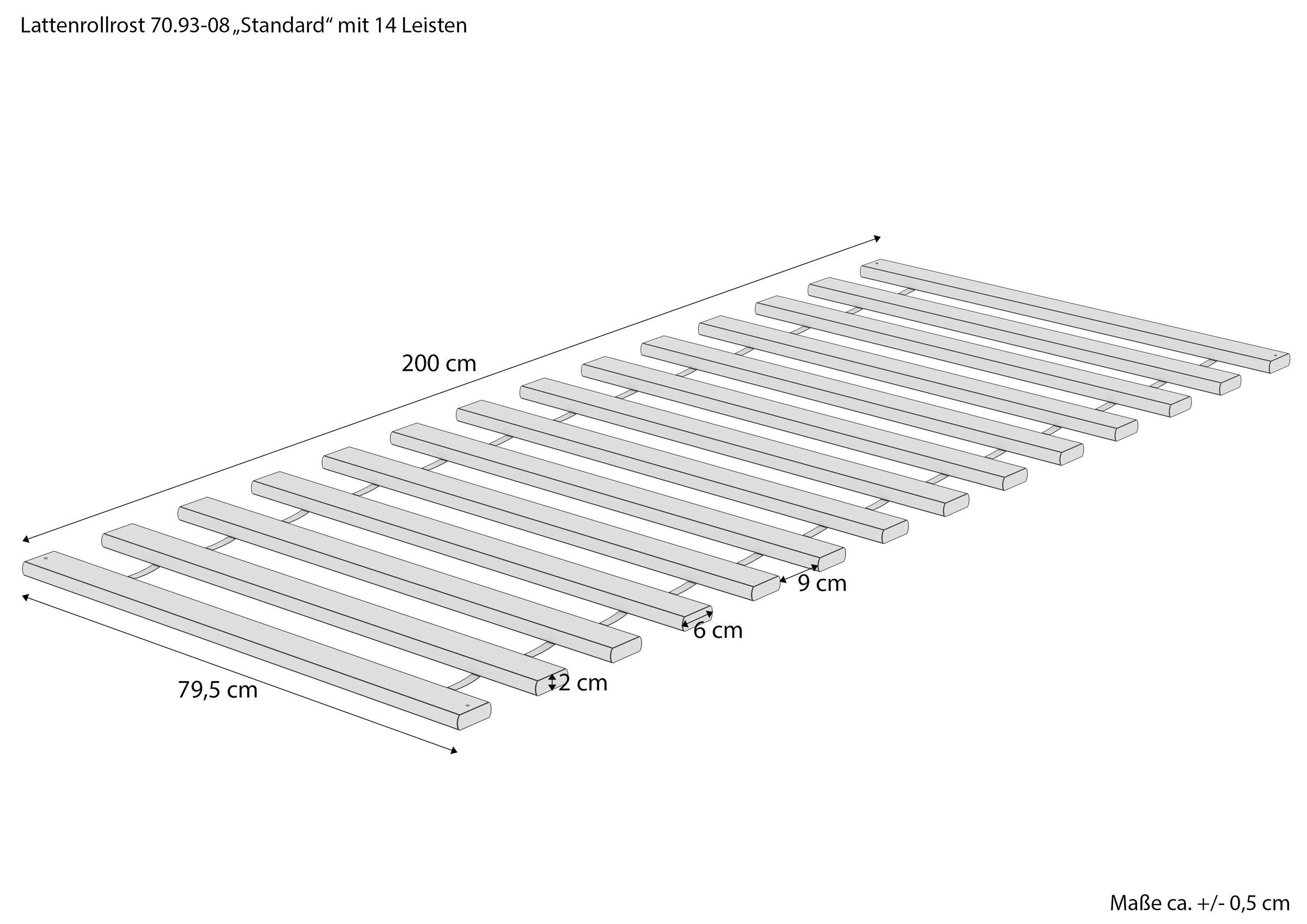 Rollrost Stabiler Lattenrollrost Fichte/Tanne 14 Leisten Wählbare Breite, E günstig online kaufen