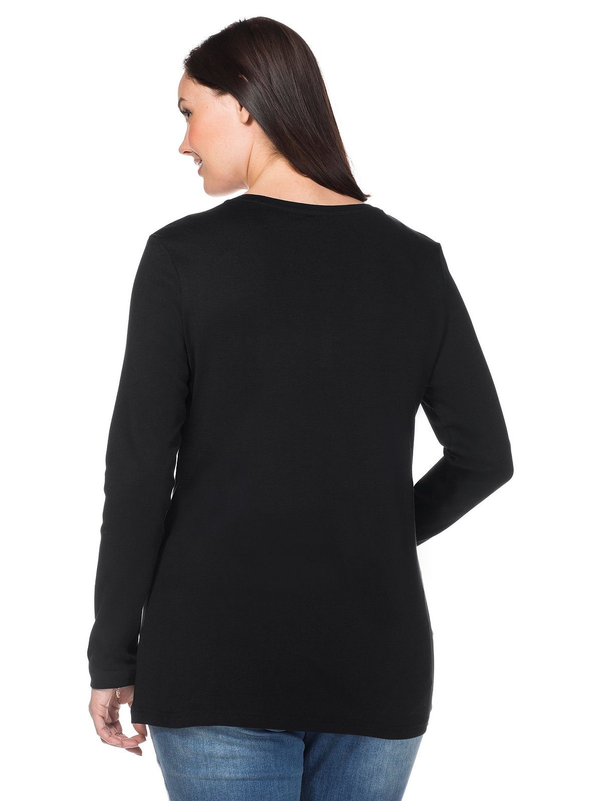 Sheego Langarmshirt Große Größen mit Serafinokragen