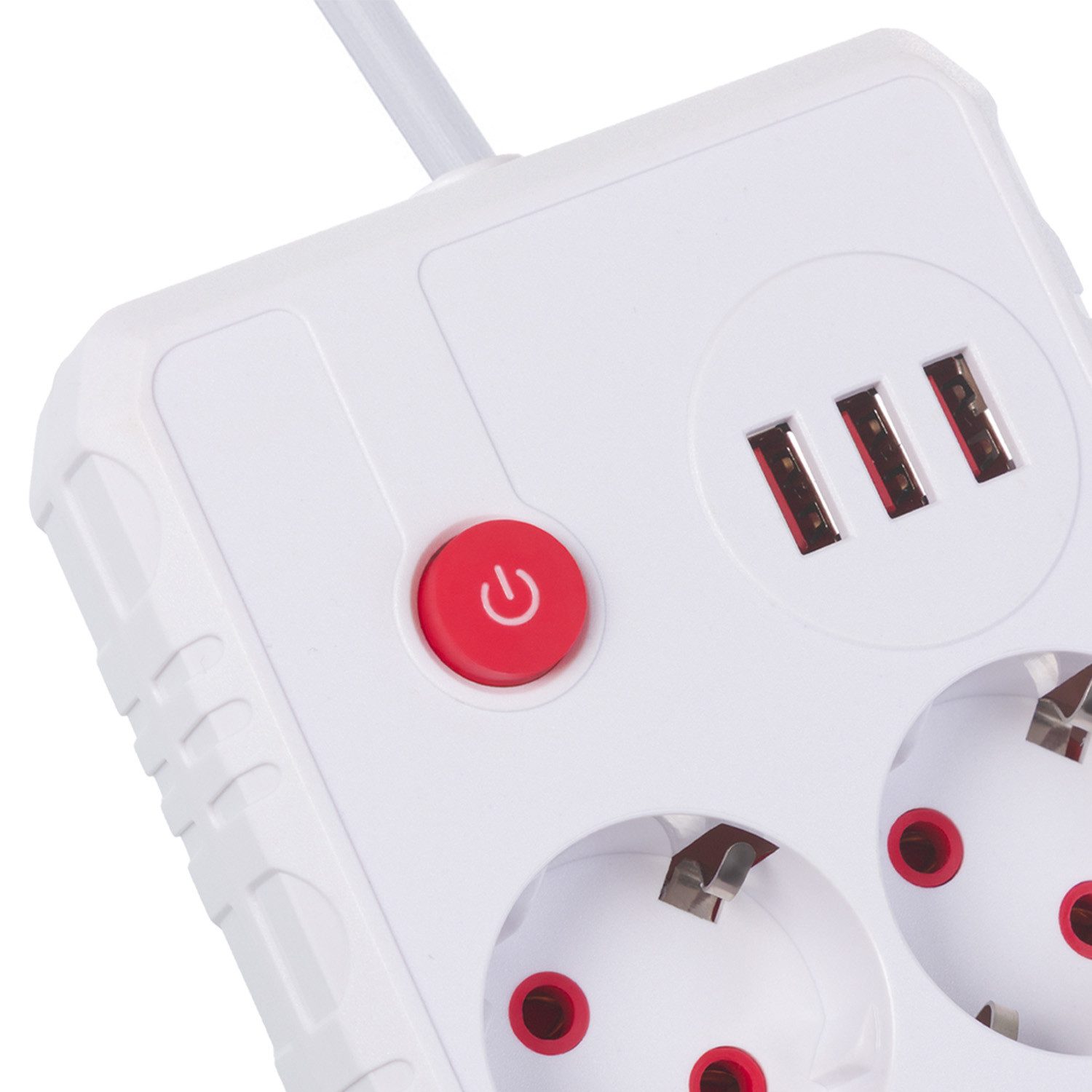 Maclean 2 Steckdosen 2500W 3xUSB Mehrfachsteckdose 2-fach (Kabellänge 1.5 m), 110-240V AC 50/60Hz, 2,1A max 2500W – Bild 5 von 5