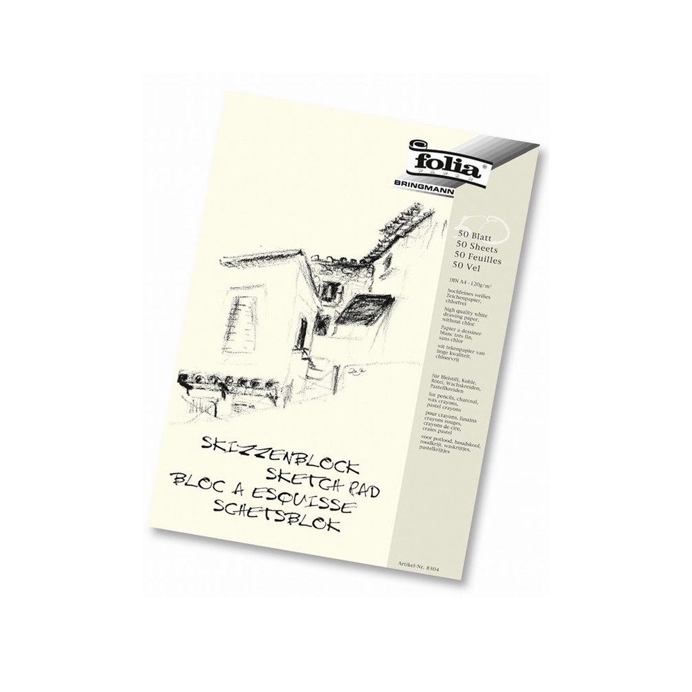 Folia Skizzenblock folia Skizzenblock geleimt 120g/m² weiß DIN A3 50 Blatt