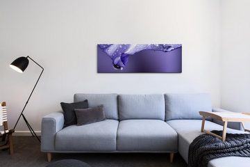 möbel-direkt.de Leinwandbild Bilder XXL Lila Blüte mit Tau Wandbild auf Leinwand