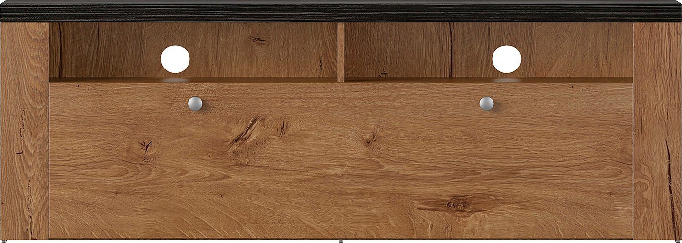 OTTO home Lowboard Larona, zeitloses TV Board mit 1 Klappe und 2 offenen Fächern, Breite 140 cm, Fernsehbank, viel Stauraum, dekorative Rahmenoptik