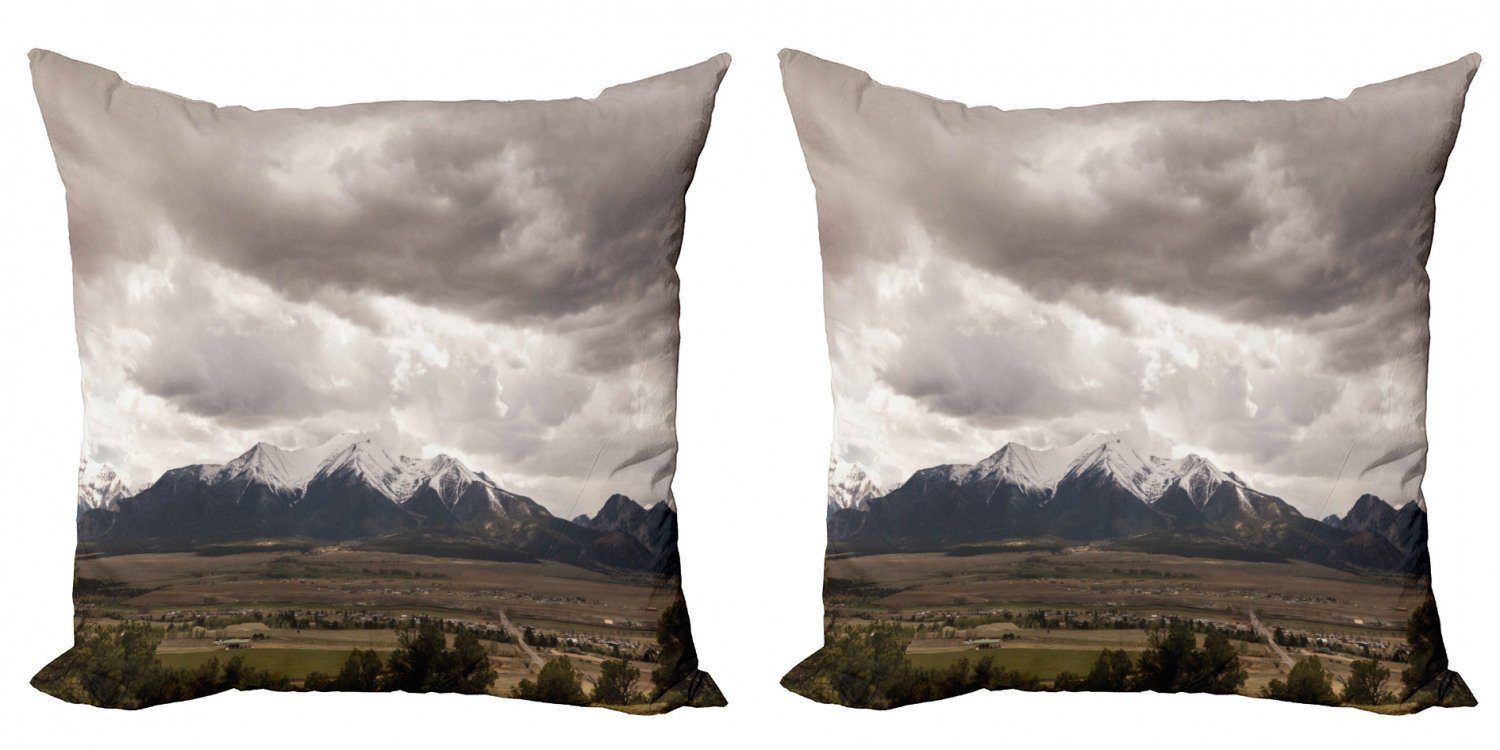 Gloomy Accent (2 Modern Colorado Kansas Stück), Berge Kissenbezüge Abakuhaus Digitaldruck, Doppelseitiger