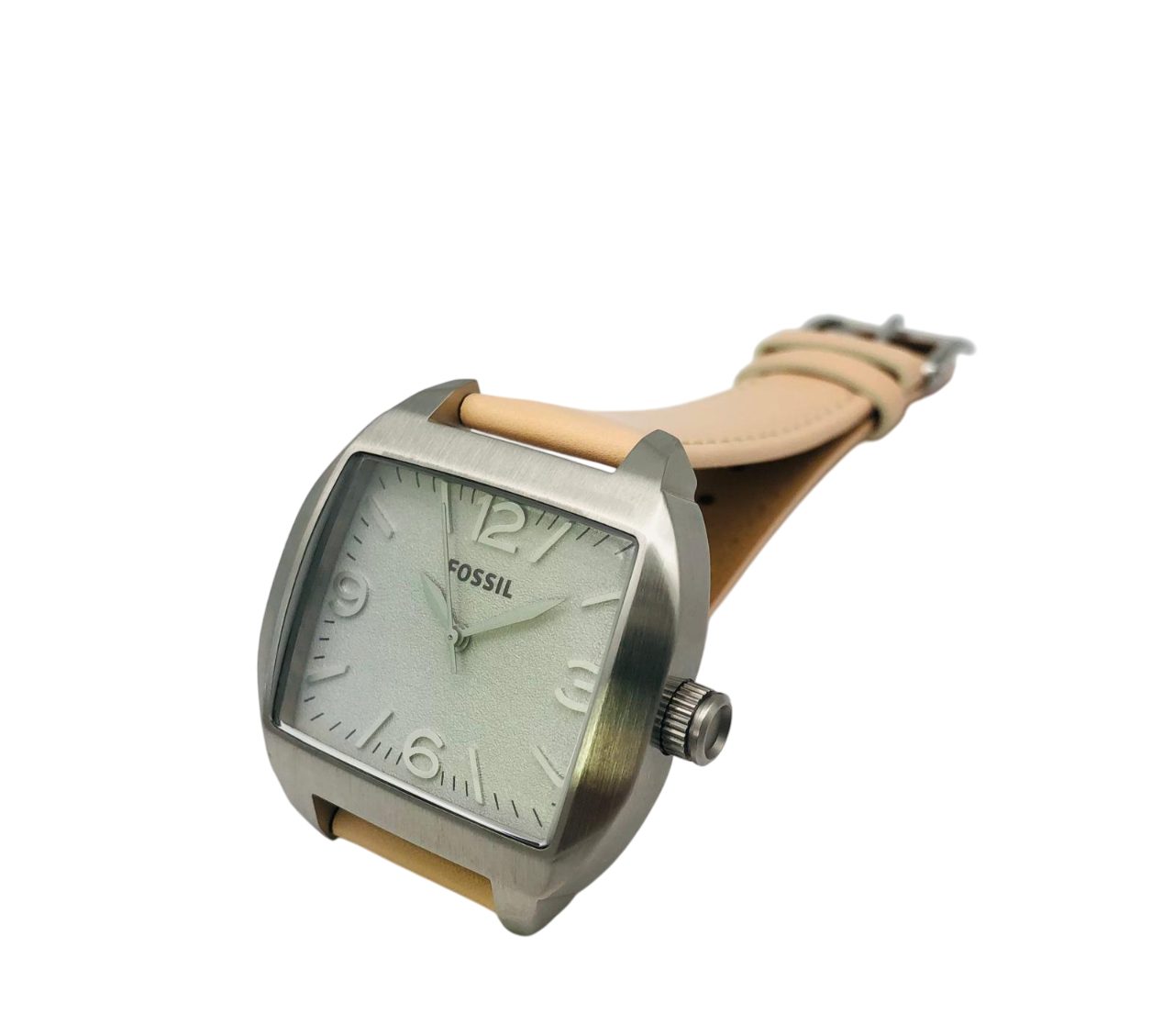 Fossil Quarzuhr Damenuhr Edelstahl Lederband Silber Creme - C181001-7