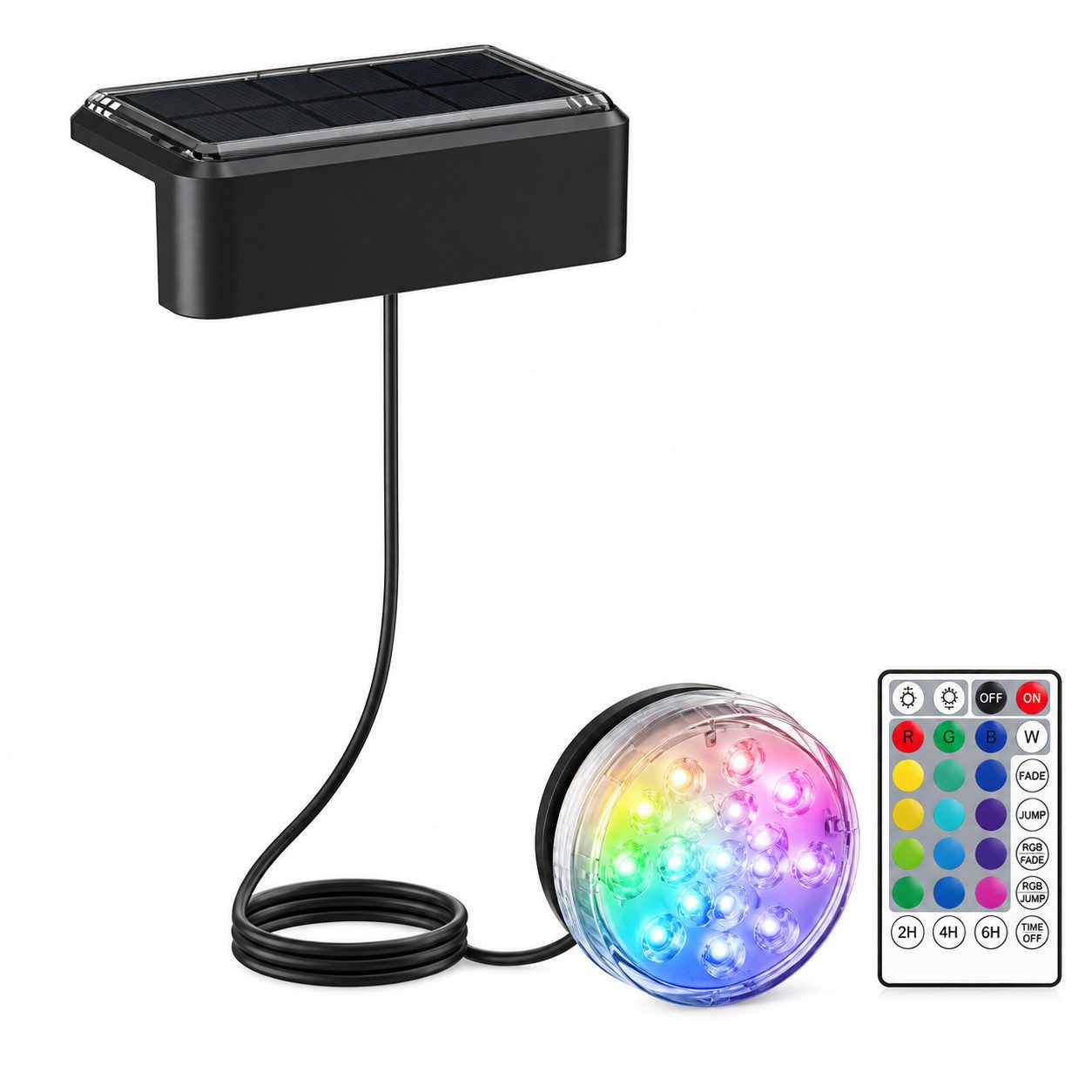 Tekoo Pool-Lampe Solar Poolleuchte Unterwasser RGB Licht mit Timer für Gartenpool, LED / RGB-LED, RGB (Mehrfarbig), RGB-Farbwechsel, mit Fernbedienung, IP68 wasserdicht, Timer-Funktion