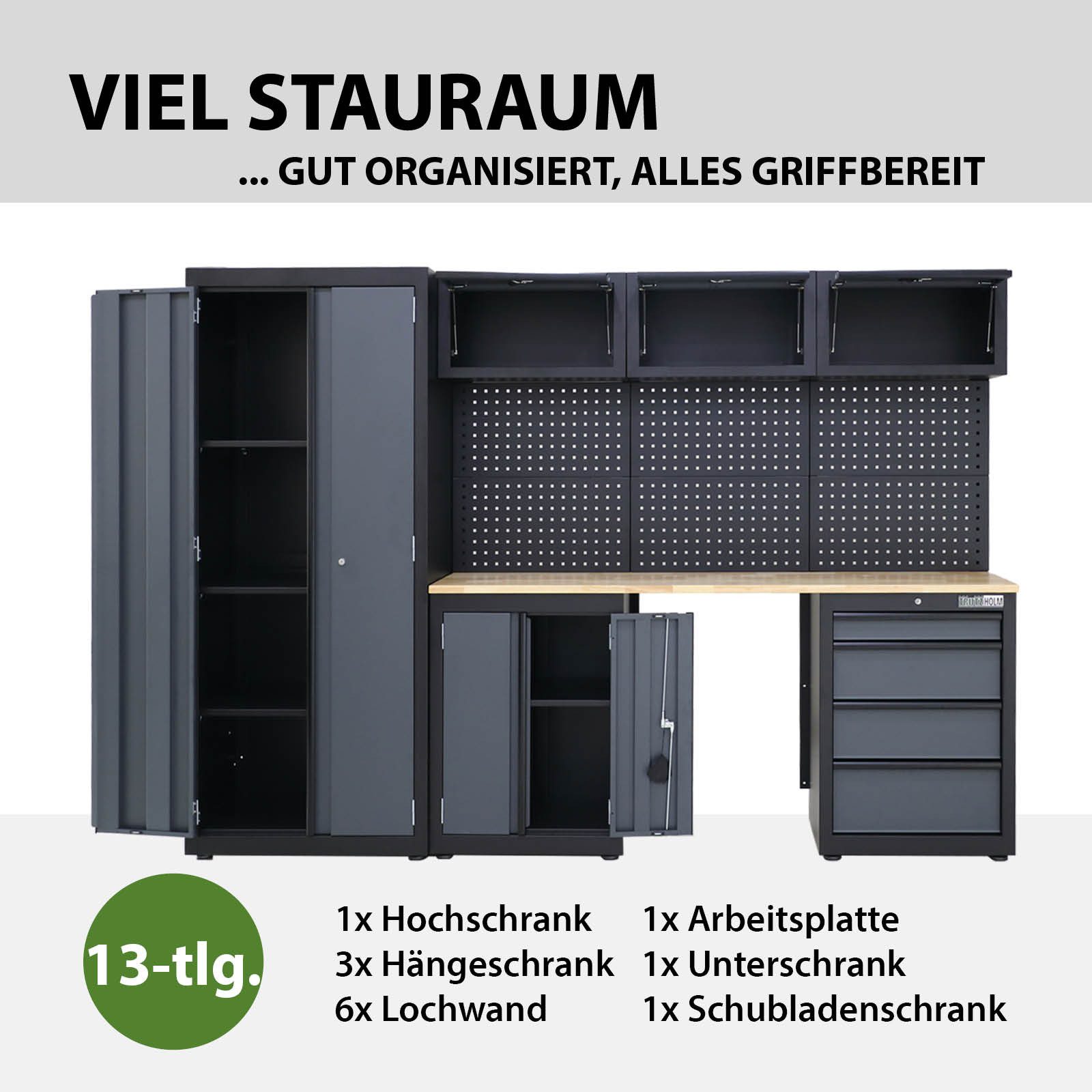 TRUTZHOLM Werkstatt-Set Werkstattwand 13-tlg. modulares Werkstattschranksys günstig online kaufen