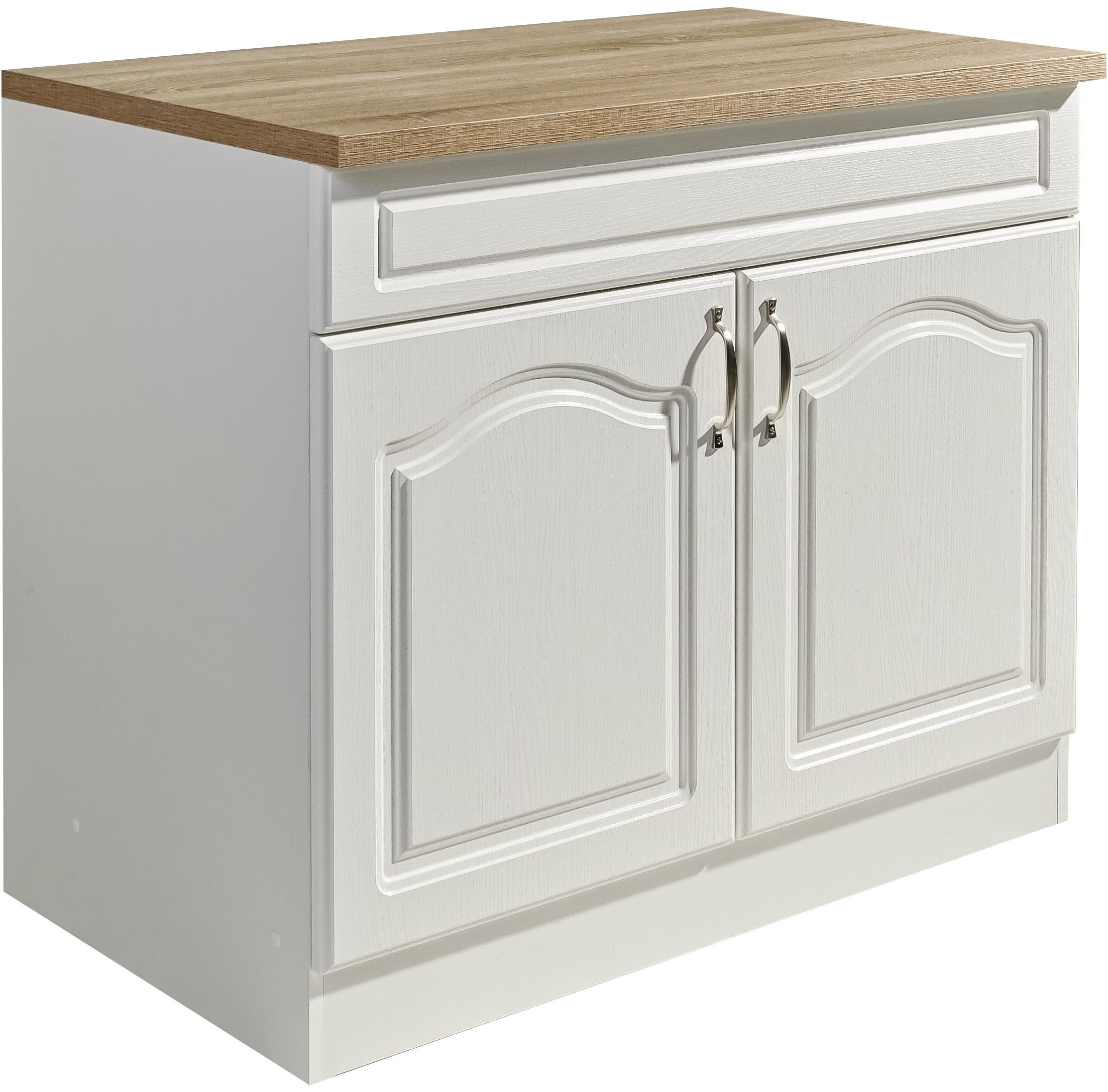 wiho Küchen Spülenschrank Linz 100 cm breit, in Landhaus-Optik