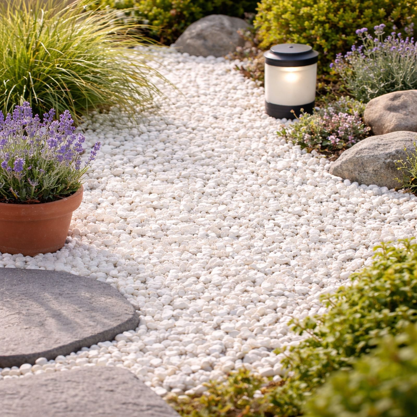 BURI Zierkies Marmorsplitt 25kg 9-12mm Zierkies weiss Naturstein Kies Gartendeko