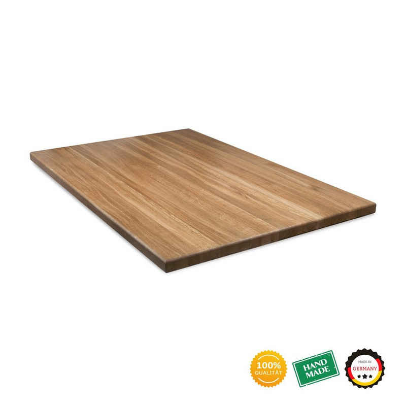 Rikmani Tischplatte Massivholzplatte Eiche Dunkel Naturholz Esstisch Schreibtisch Arbeitsplatte Küche Holzbrett Schreibtischplatte, Massivholz