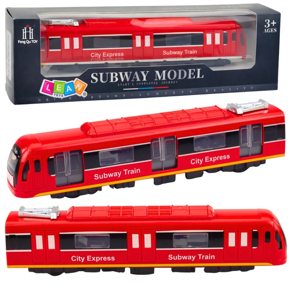 LEAN TOYS Spielzeug-Boot Metro Train City Express Türen öffnen Lichter Geräusche Rot